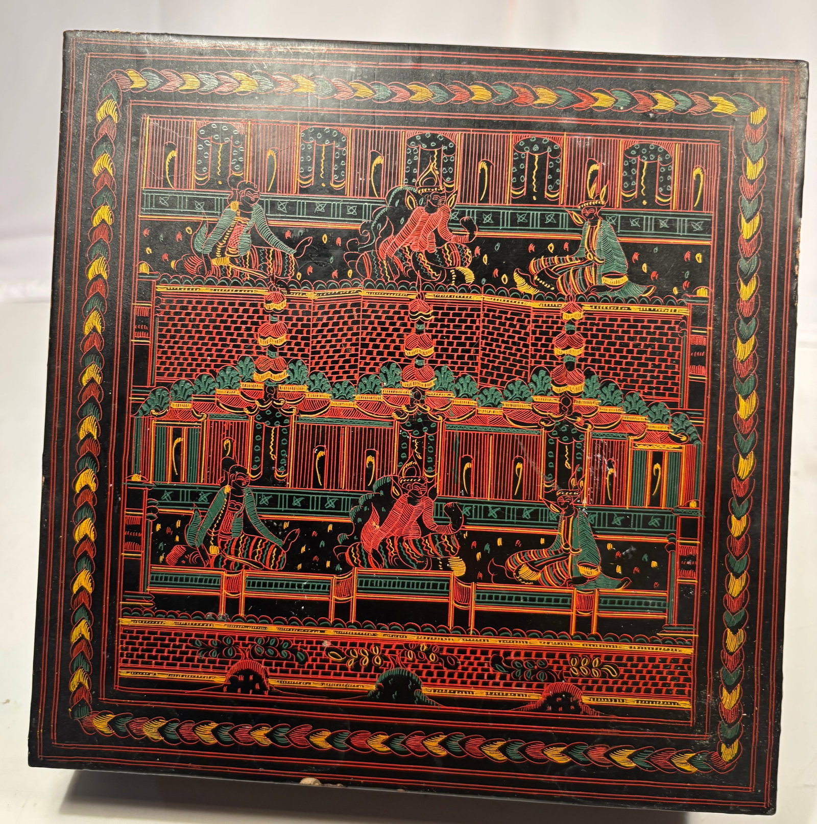 A Persian Hand-Painted Lacquer Jewelry Box with Court Scene (1 of 11)