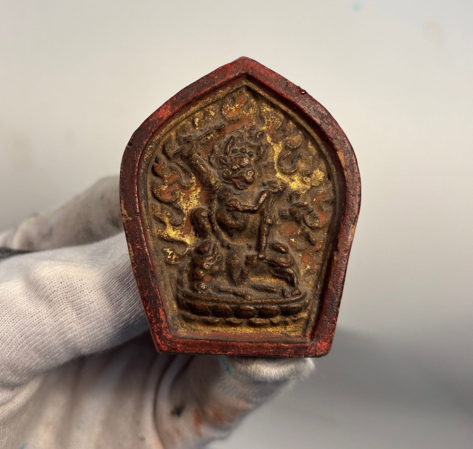 Tibetan terracotta tsa-tsa plaque