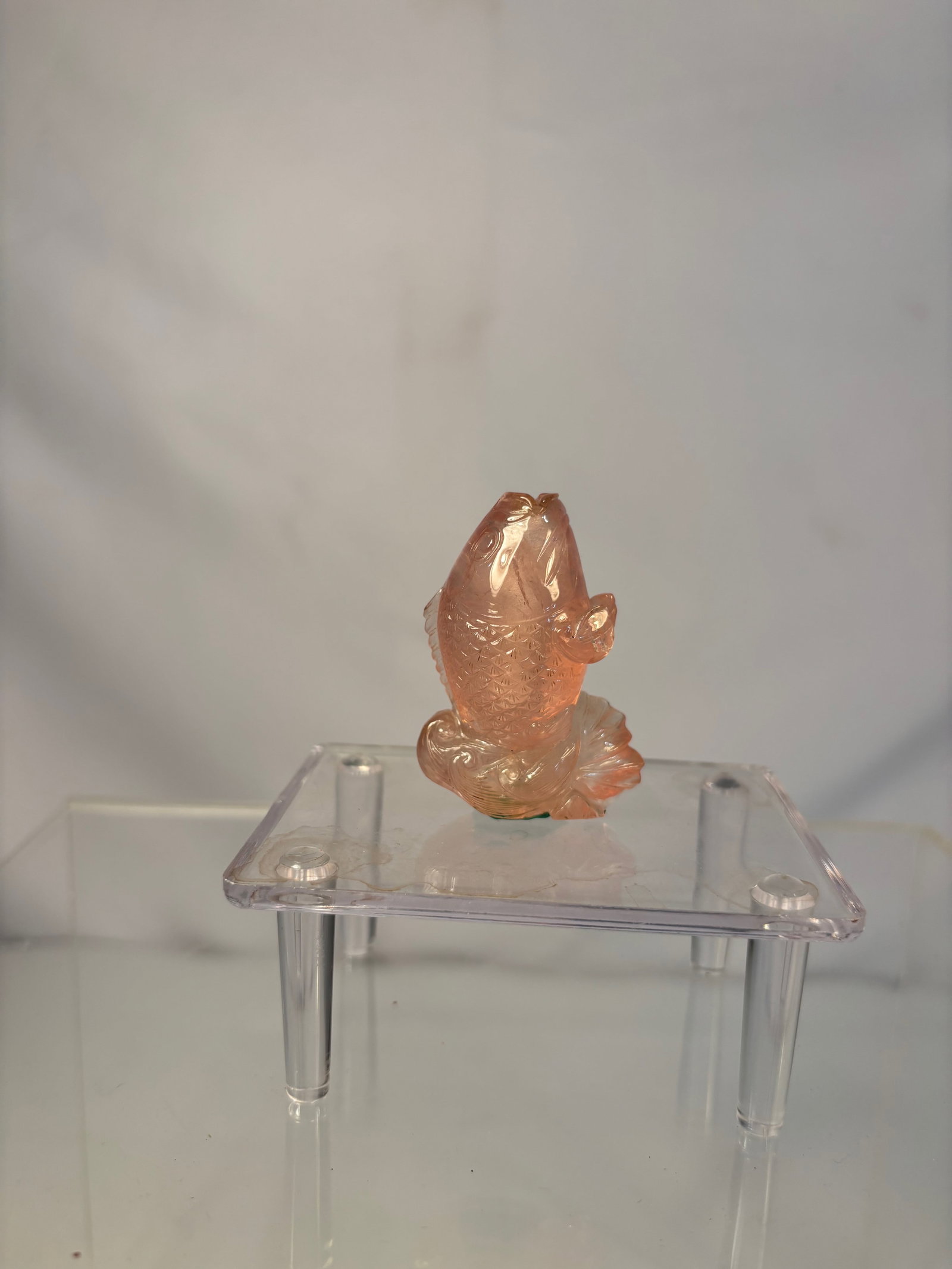A Chinese Rose Quartz Fish-Form Snuff Bottle