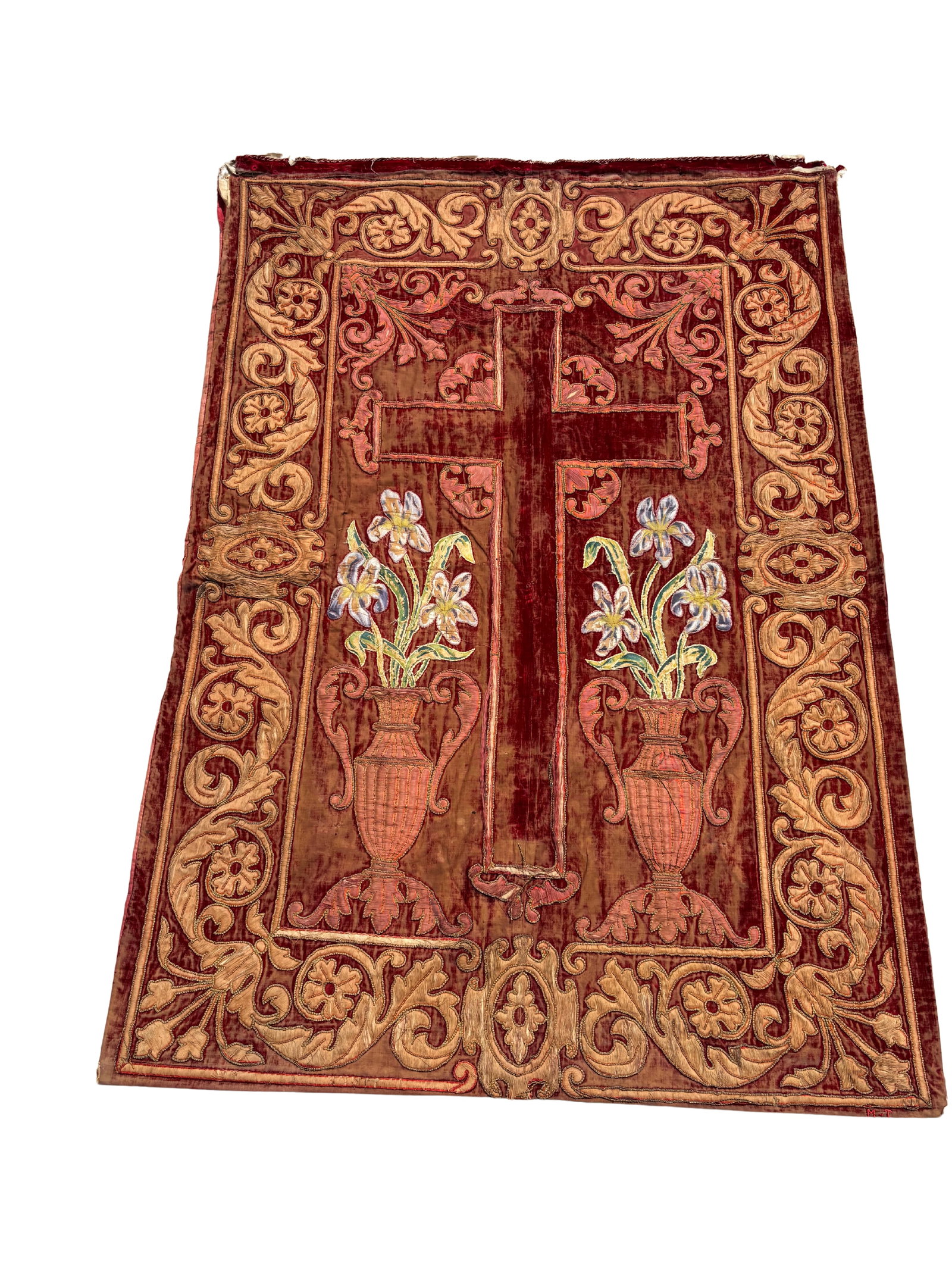 18th–19th Century Western European Embroidered Silk Velvet Ecclesiastical Altar Panel (1 of 15)