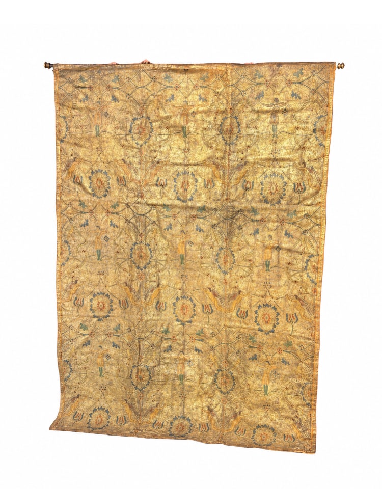 Monumental José Lapayese Bruna.( 1899–1982) Spanish Guadamecí Gilt and Polychrome Leather Wall (1 of 20)