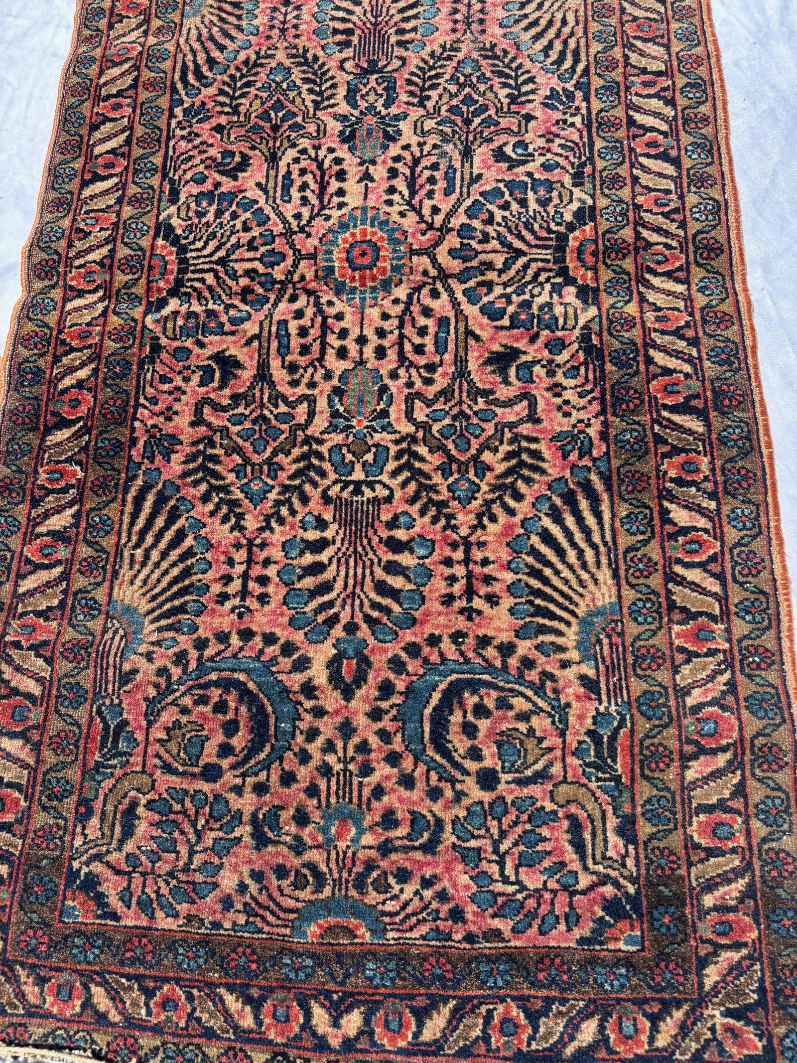 Antique Persian Kerman Style Hand Knotted Wool Rug 48 x 25 in.