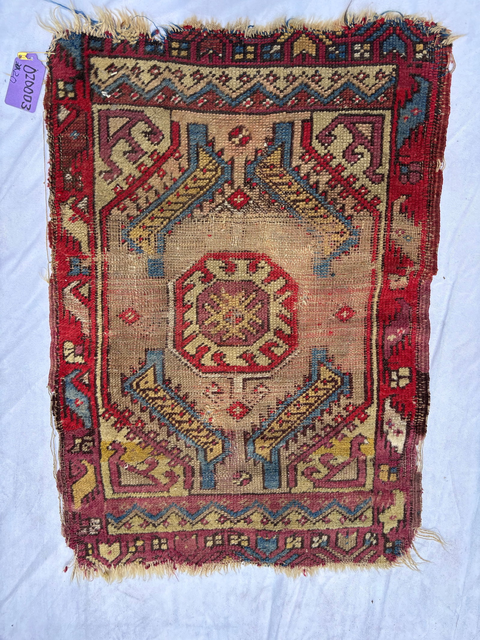 Antique Caucasian Kazak Style Hand-Knotted Wool Rug, 30 x 20 In. (1 of 5)