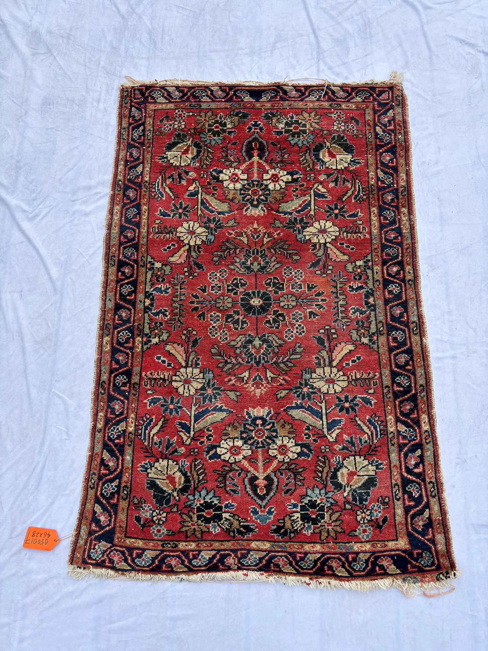 Antique Persian Sarouk Style Hand-Knotted Wool Rug, 46 x 28 in.