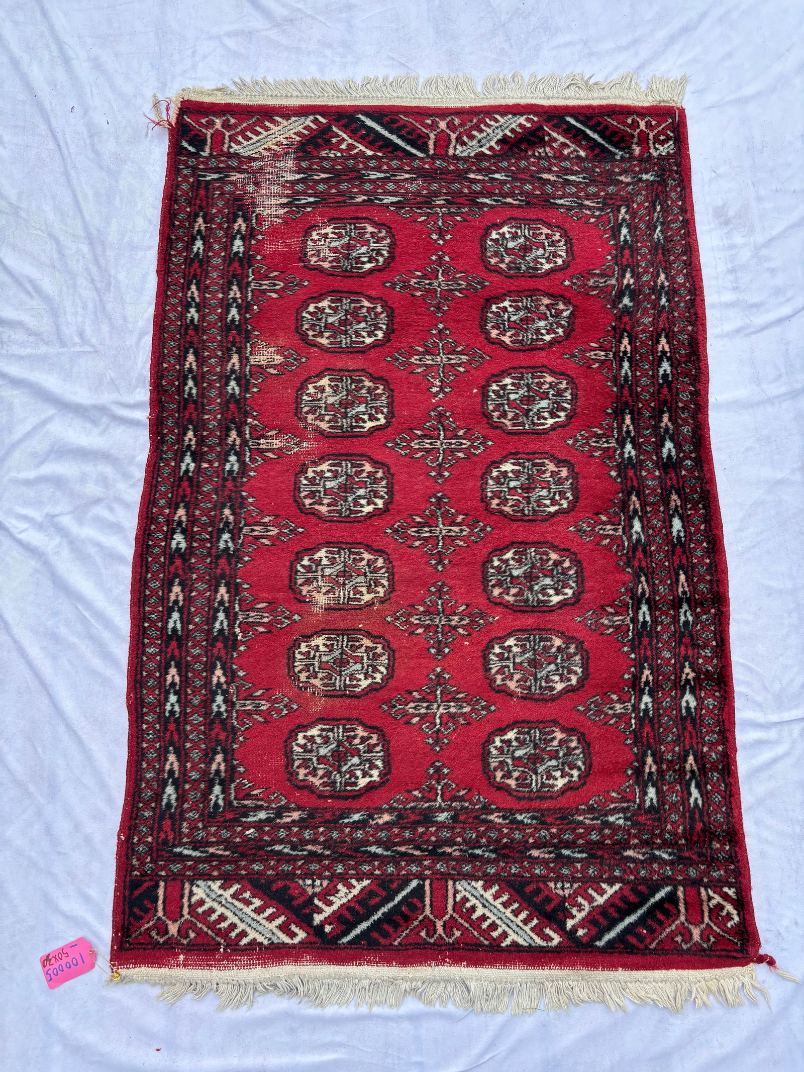 Hand-Knotted Pakistani Bokhara Wool Rug, 50 x 30 in.
