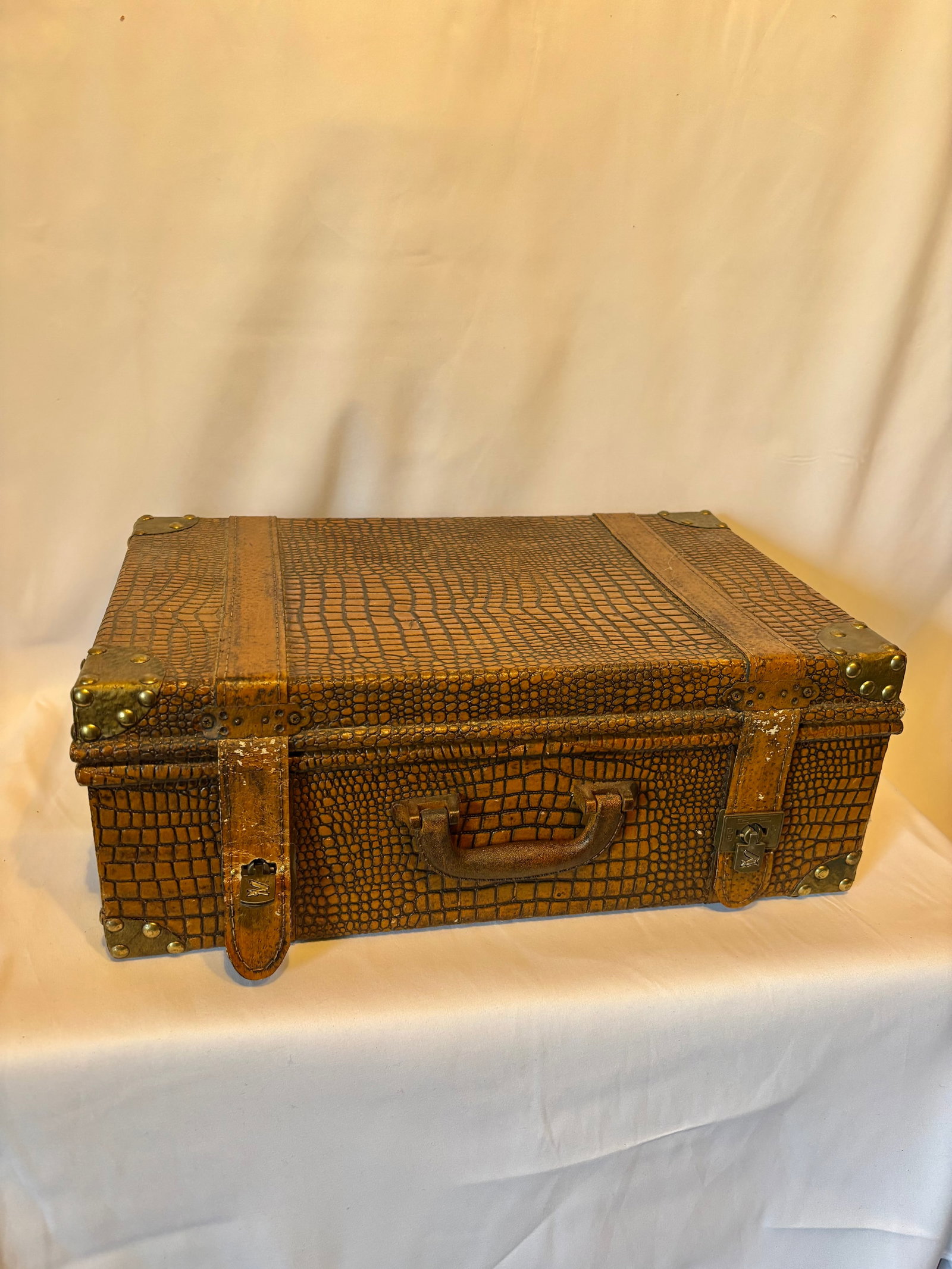 Vintage Faux Reptile Covered Trunk Form Box