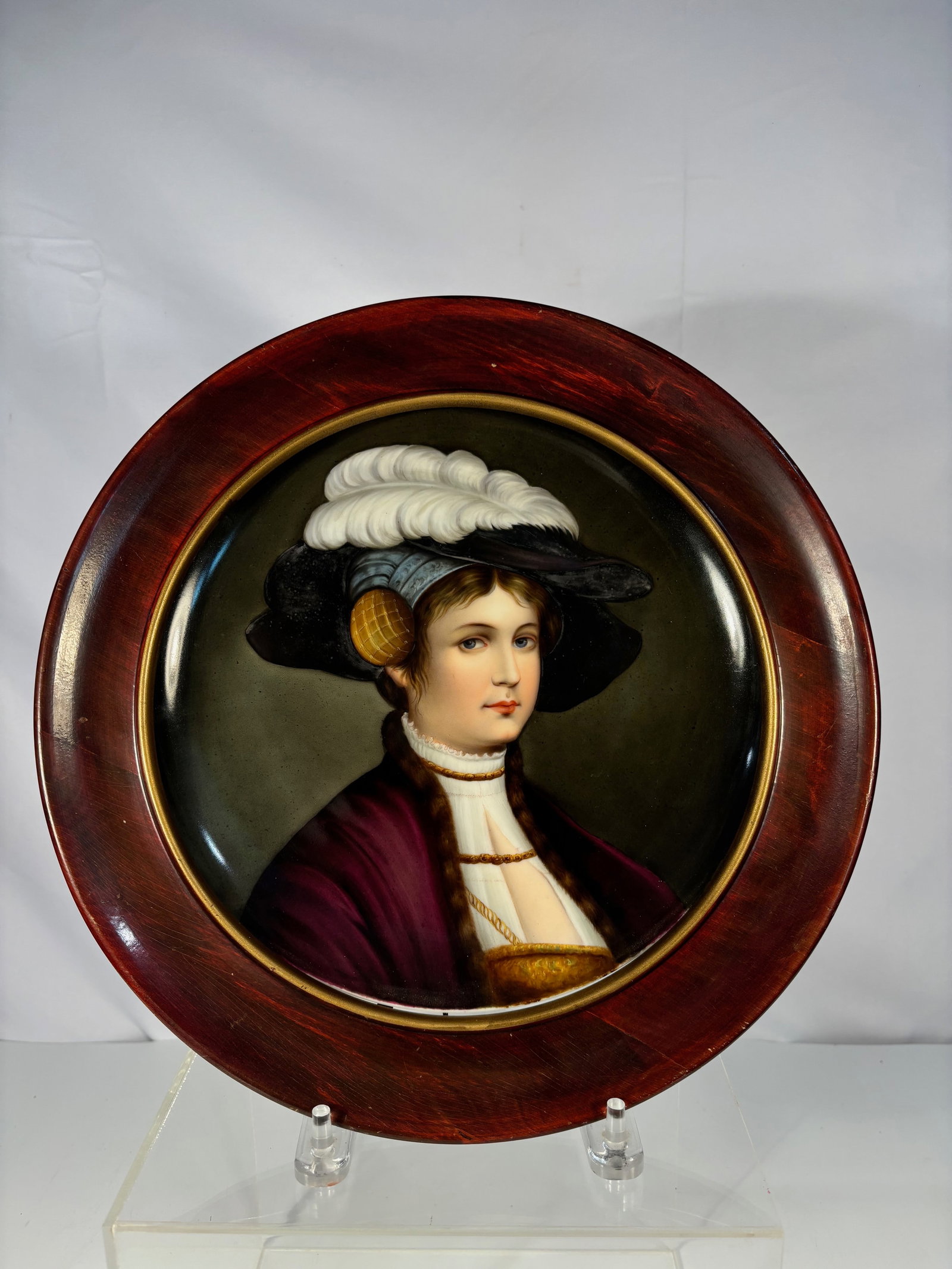 A Continental Hand-Painted Porcelain Portrait Plaque, Probably German, 19th Century