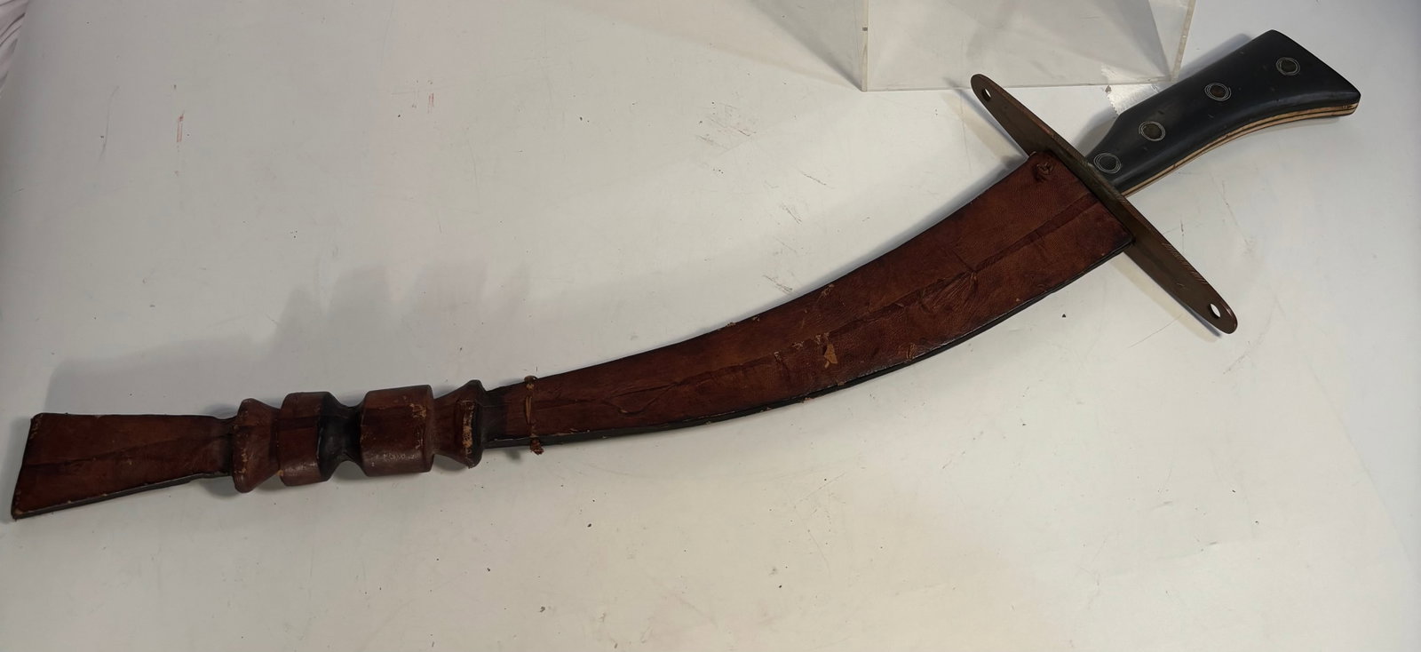 Antique Southeast Asian Parang Hunting Knife with Carved Wooden Sheath, 26 In. (1 of 15)