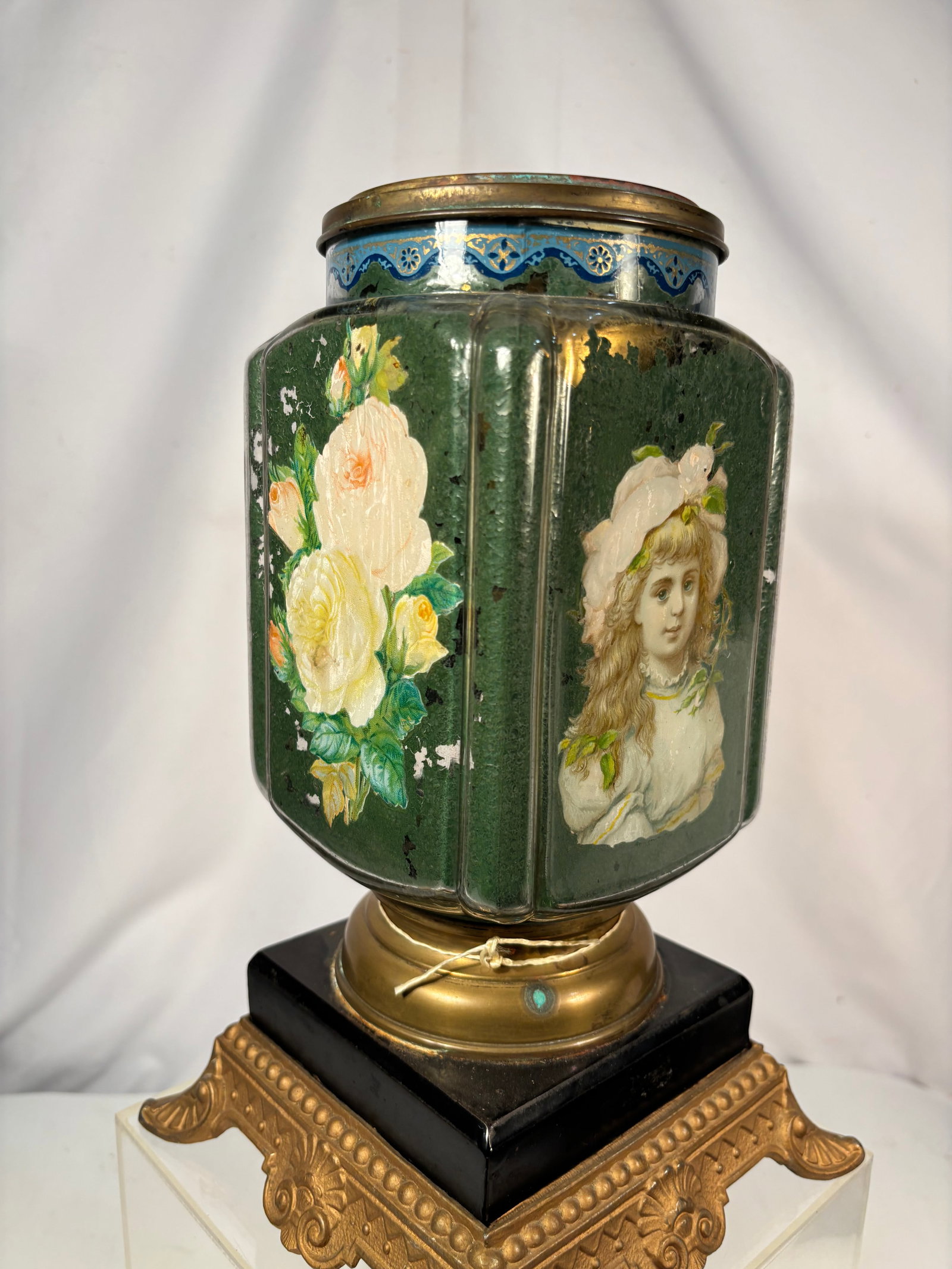 19th Century English Enamel Portrait and Floral Vase-Form Tea Jar (1 of 8)