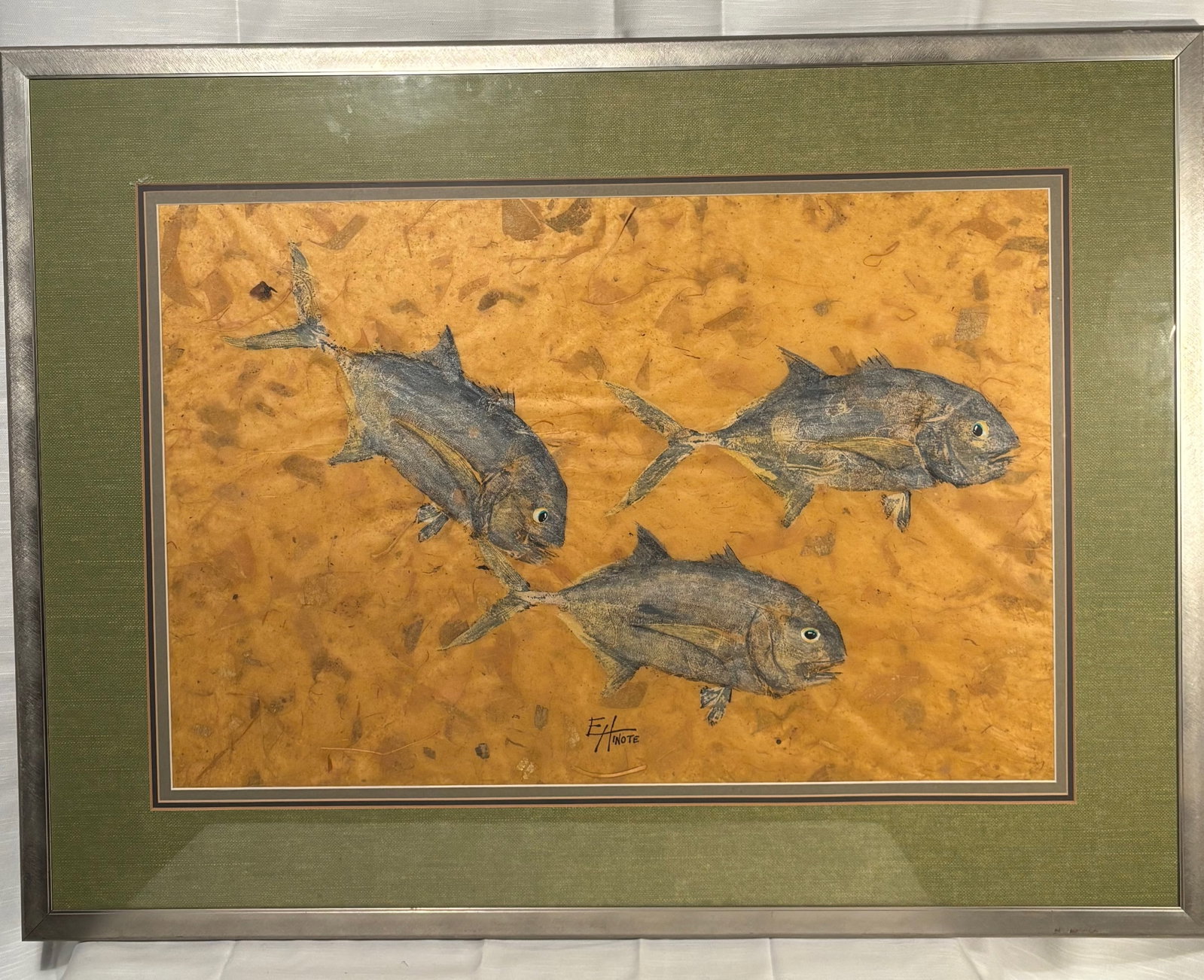 E. Hinote Signed Coastal Fish Painting