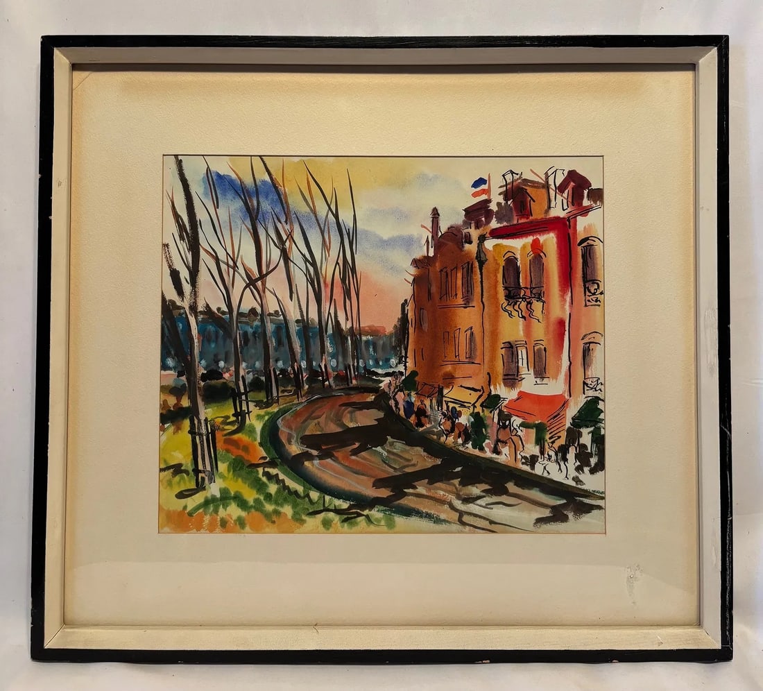 European Street Scene watercolor painting