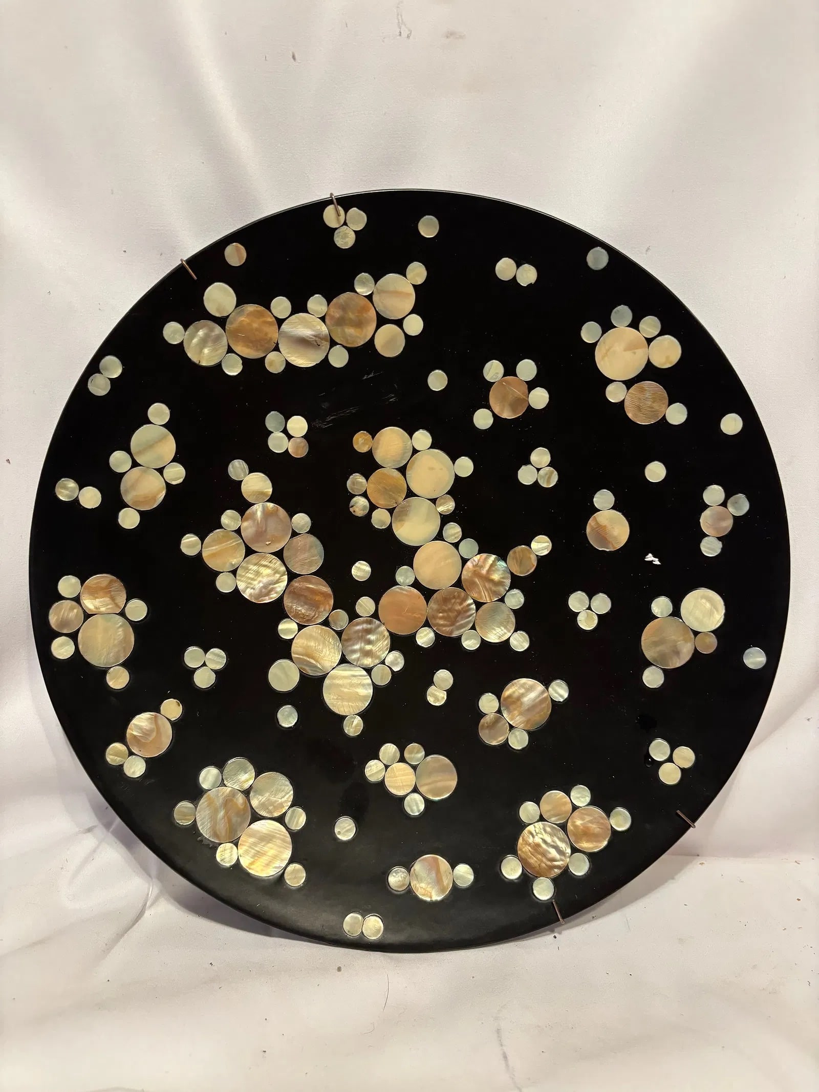 Japanese Style Mother-of-Pearl Inlaid Black Lacquer Charger Plate