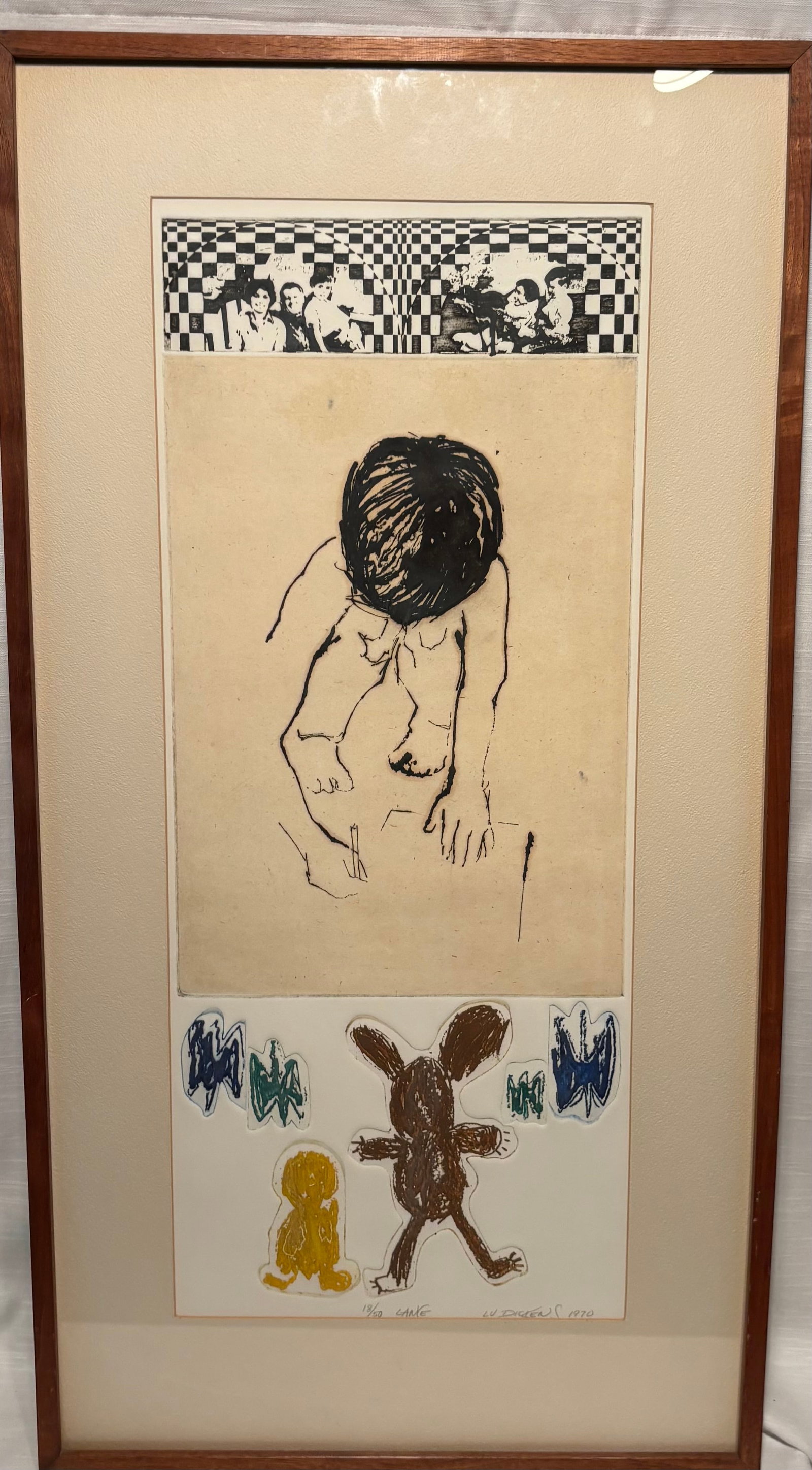 Lu Dickens (Luella Dickens) Signed Mixed Media Print, 1970, Edition 18/50