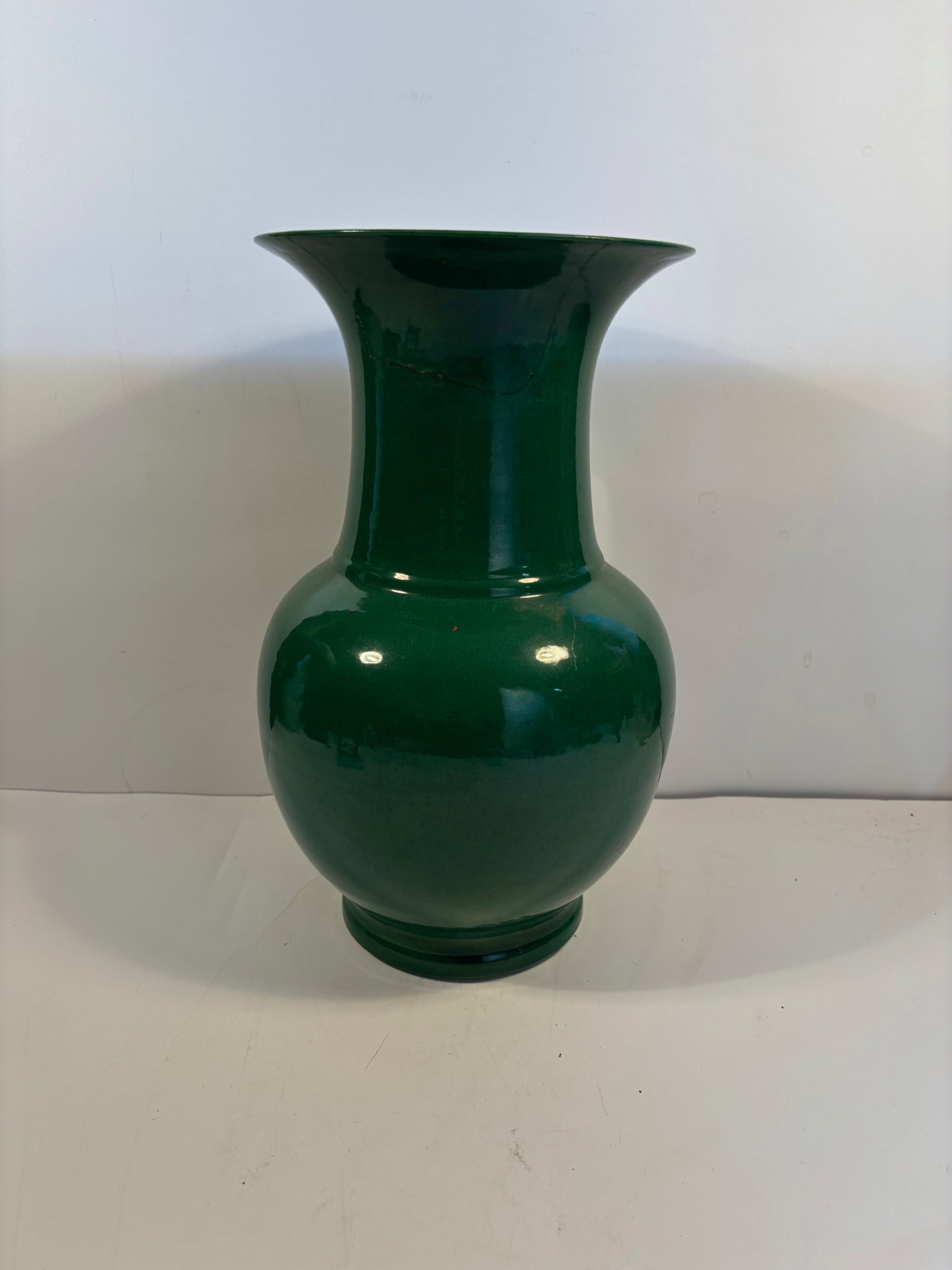 A Chinese emerald green monochrome glaze Gu form vase Qian Long PERIOD