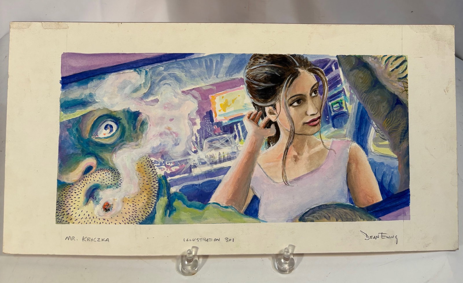 Dean Ewing Surreal Watercolor of Man and Young Woman