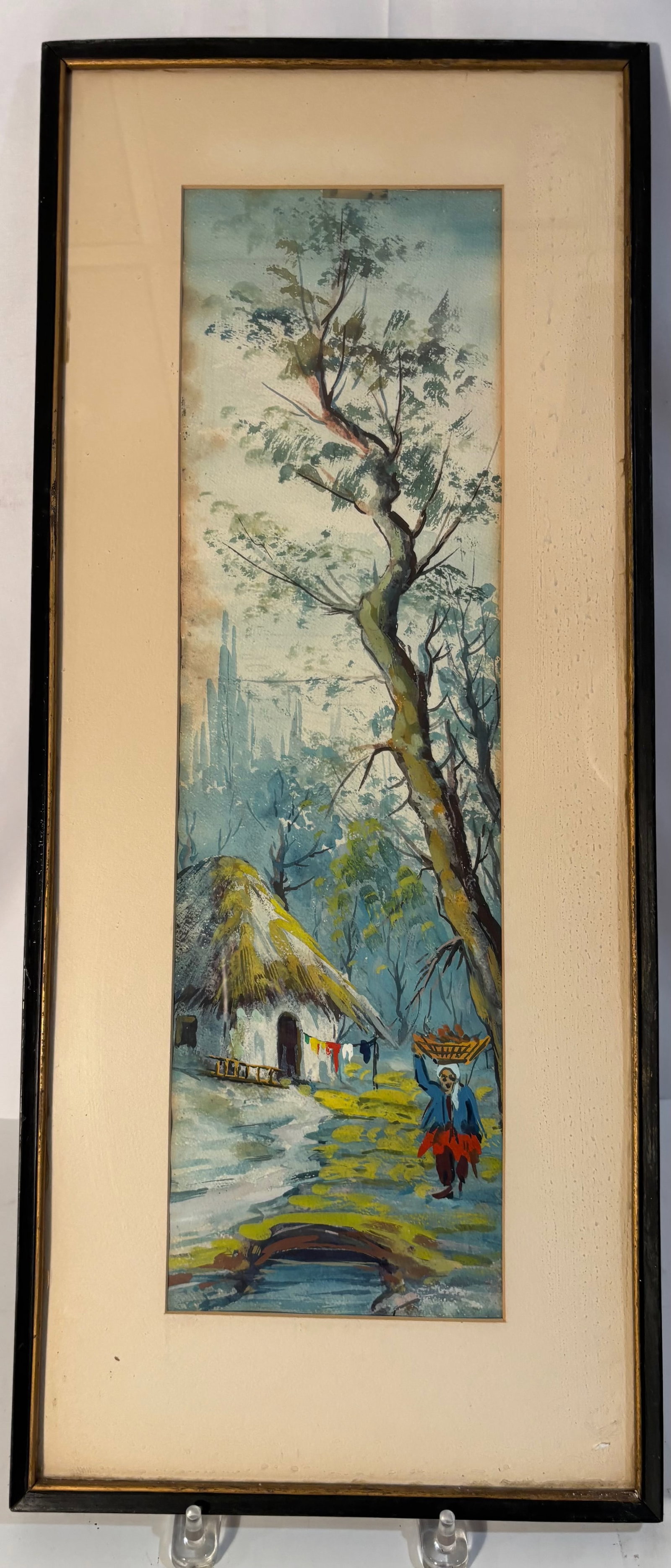 V. Zirakian (Iranian, 1940-), Framed Village Riverside Watercolor, Signed