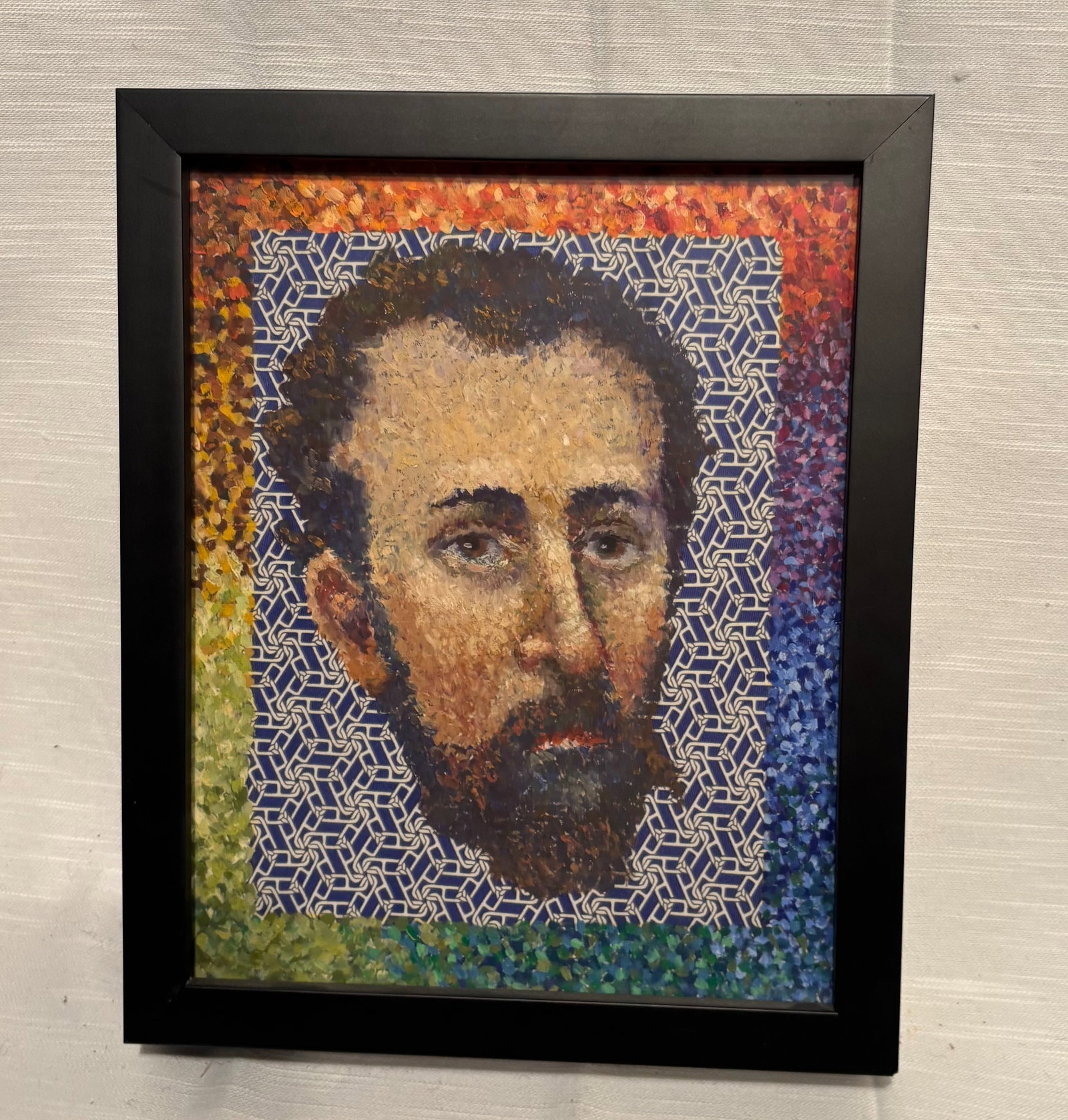 Contemporary Pointillist Style Portrait, After George Seurat, Signed Teresa Hofheimer