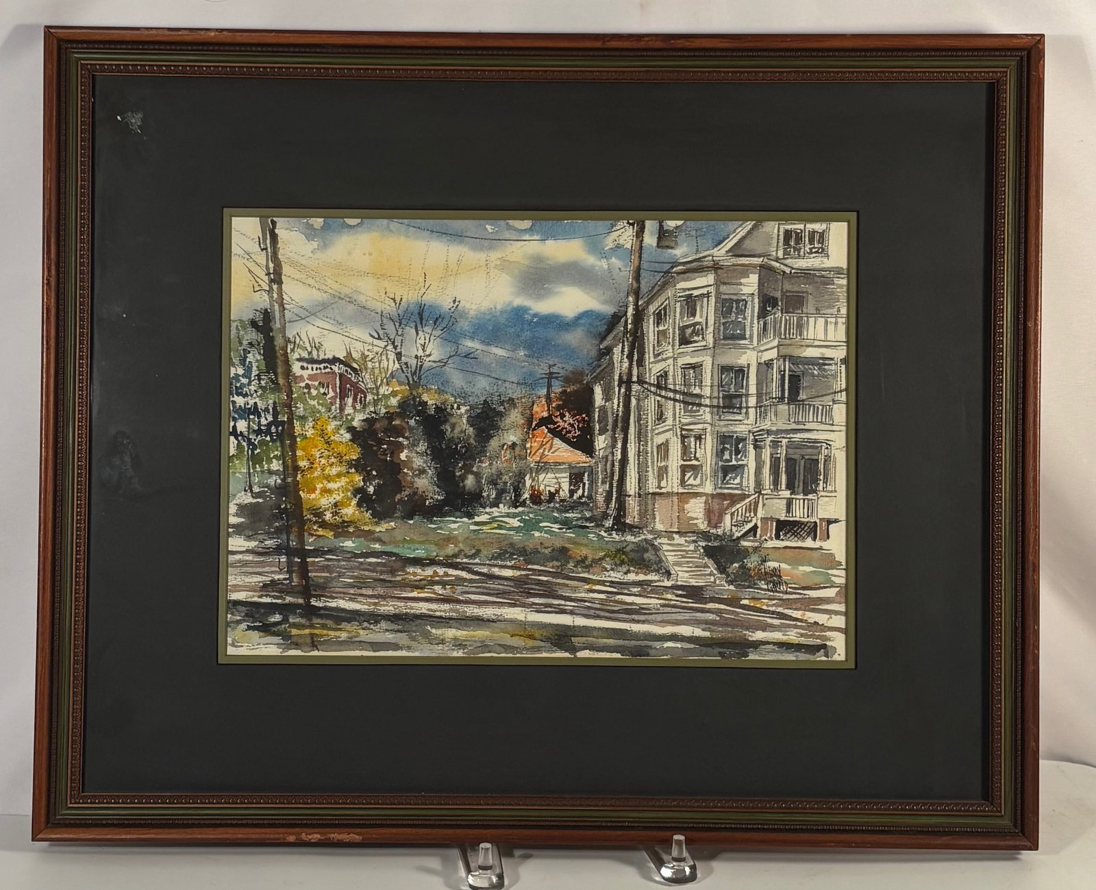 Vintage San Francisco Street Scene Pen & Ink Watercolor Painting