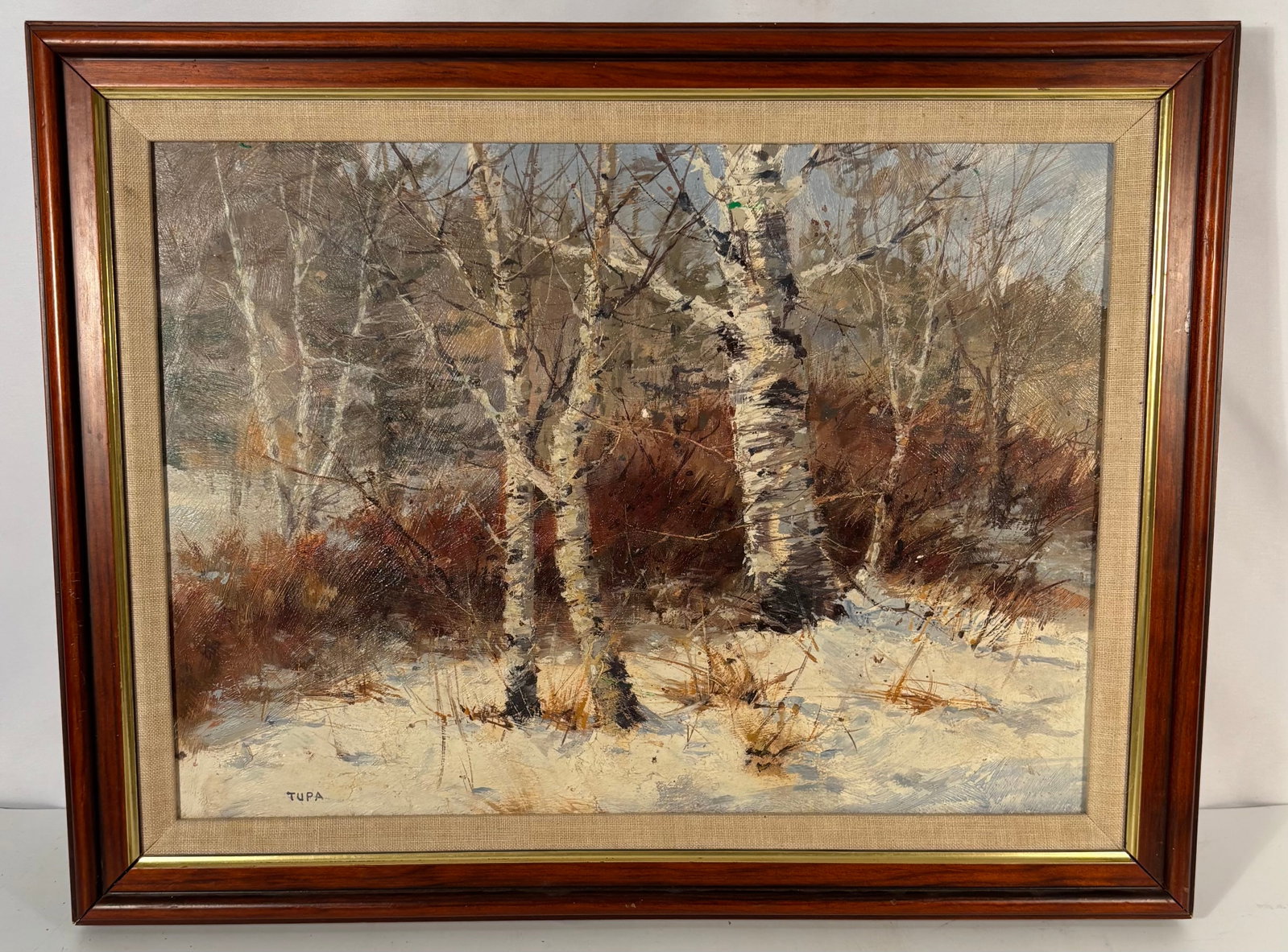 John Jerome Tupa (1928–2004) Winter Birch Landscape Oil Painting