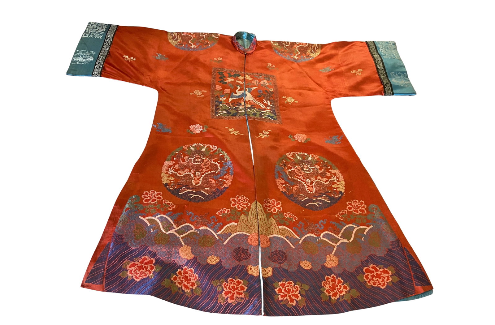 Chinese Silk Brocade Robe with Phoenix Rank Badge and Dragon Roundels (1 of 11)