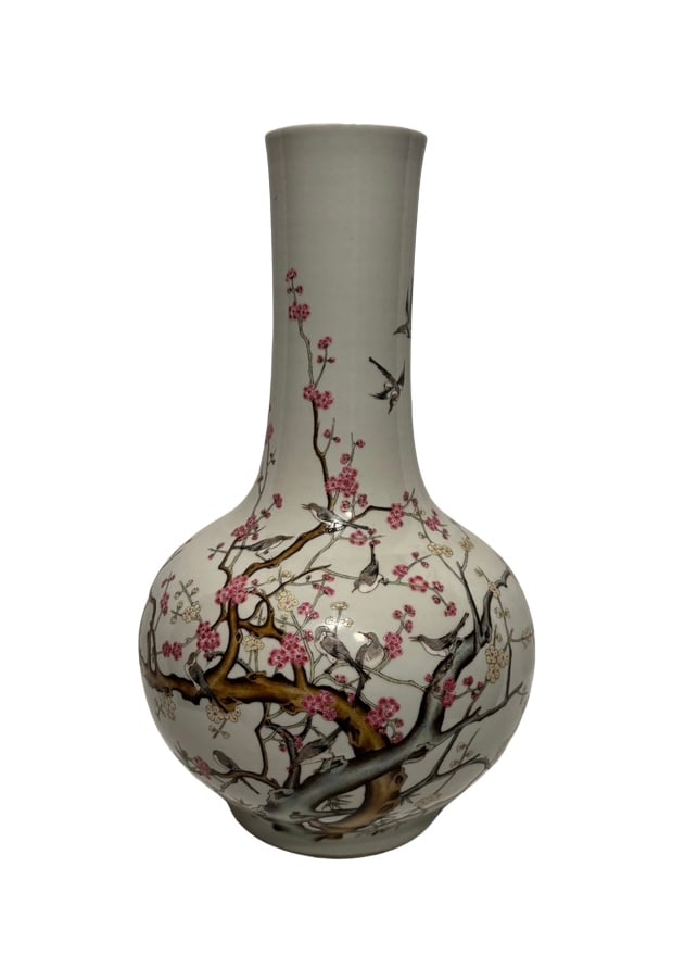 A Chinese Porcelain Vase with Plum Blossom & Bird Decoration, Qianlong Mark (1 of 11)