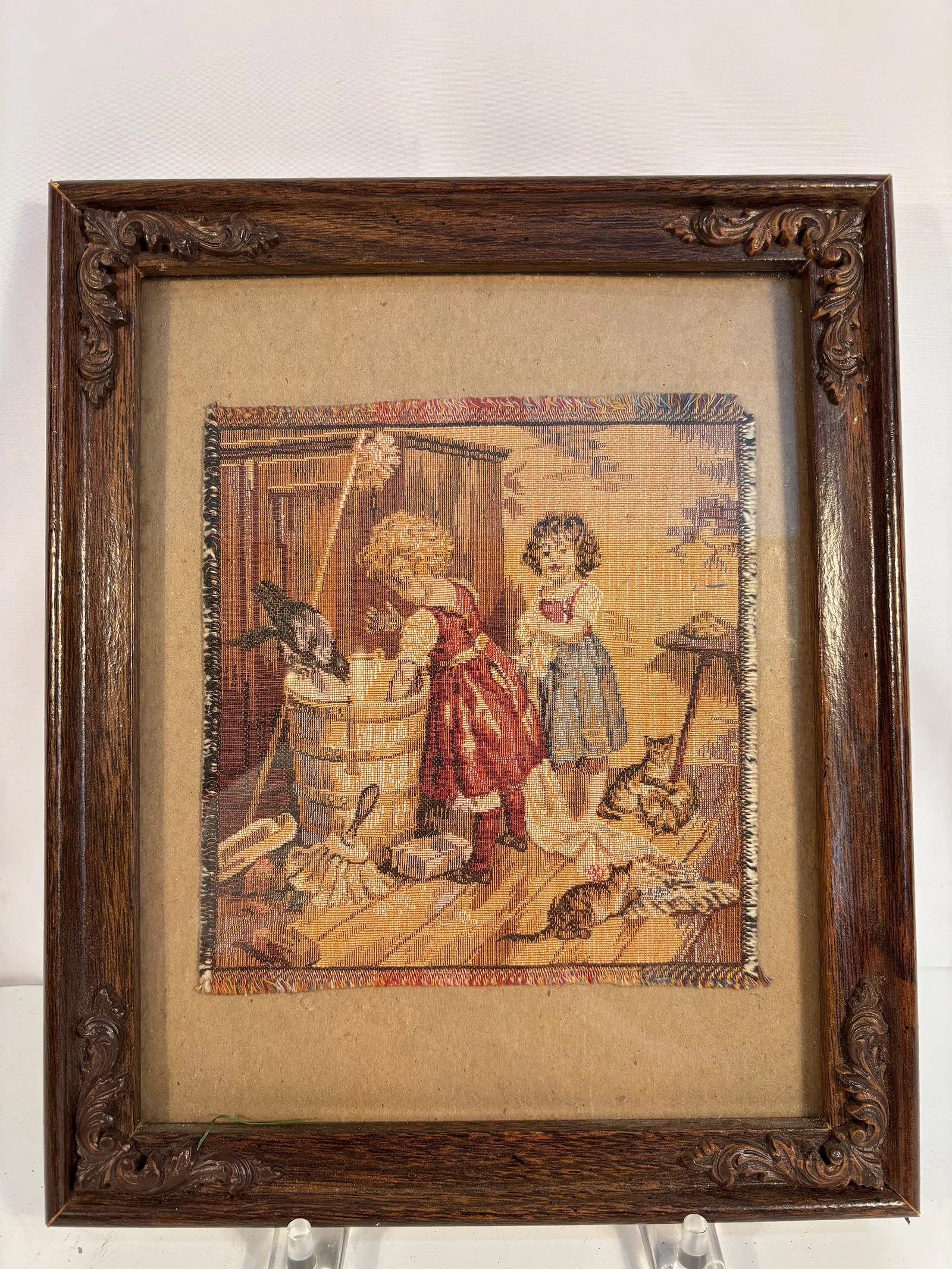 An European Needlepoint Tapestry “Children at the Wash Tub??, circa 1900–1930 (1 of 4)
