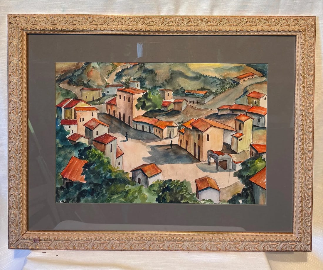 European Village Scene Watercolor Painting (1 of 6)