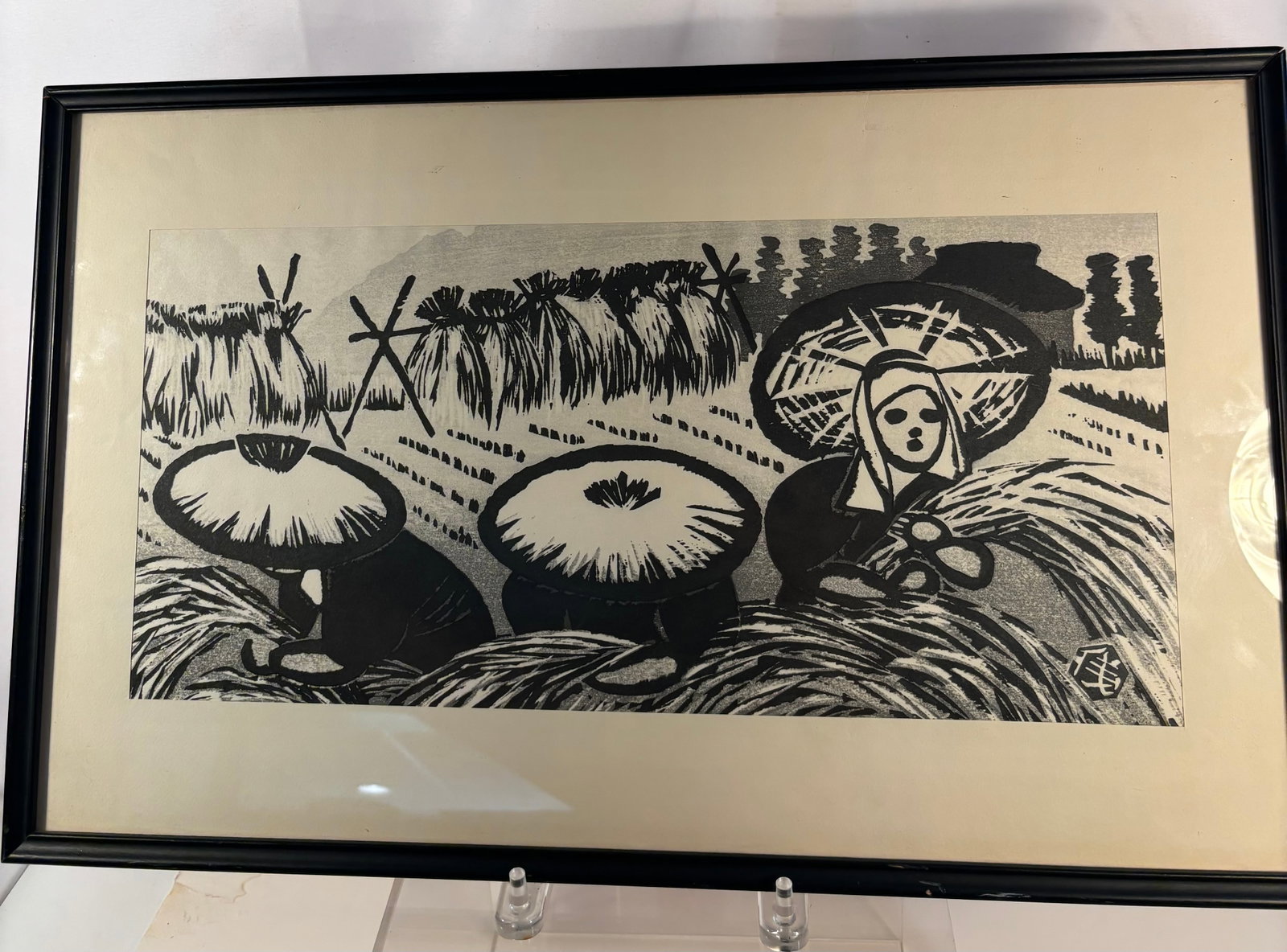 Gihachiro Okuyama, Japanese (1907–1981), Peasants in the Rice Field Woodblock Print (1 of 7)