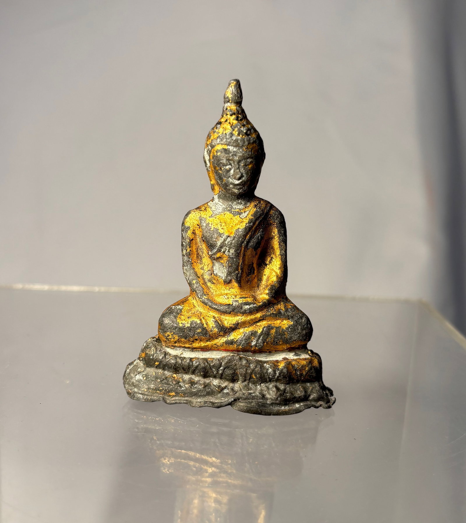 Small Thai Gilt Bronze Seated Buddha Figure (1 of 6)