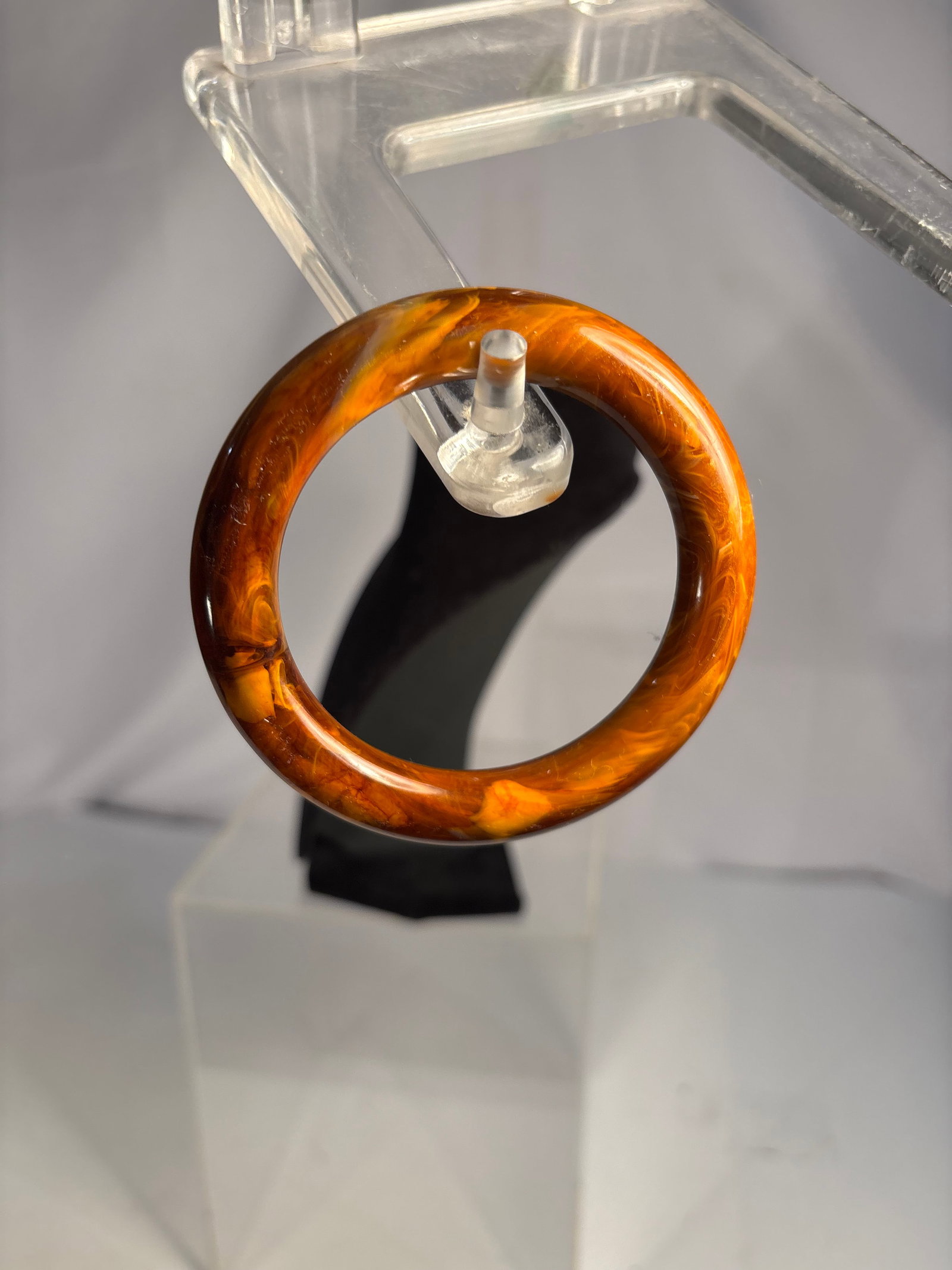 Vintage Marbled Butterscotch Resin Bangle Bracelet (1 of 8)