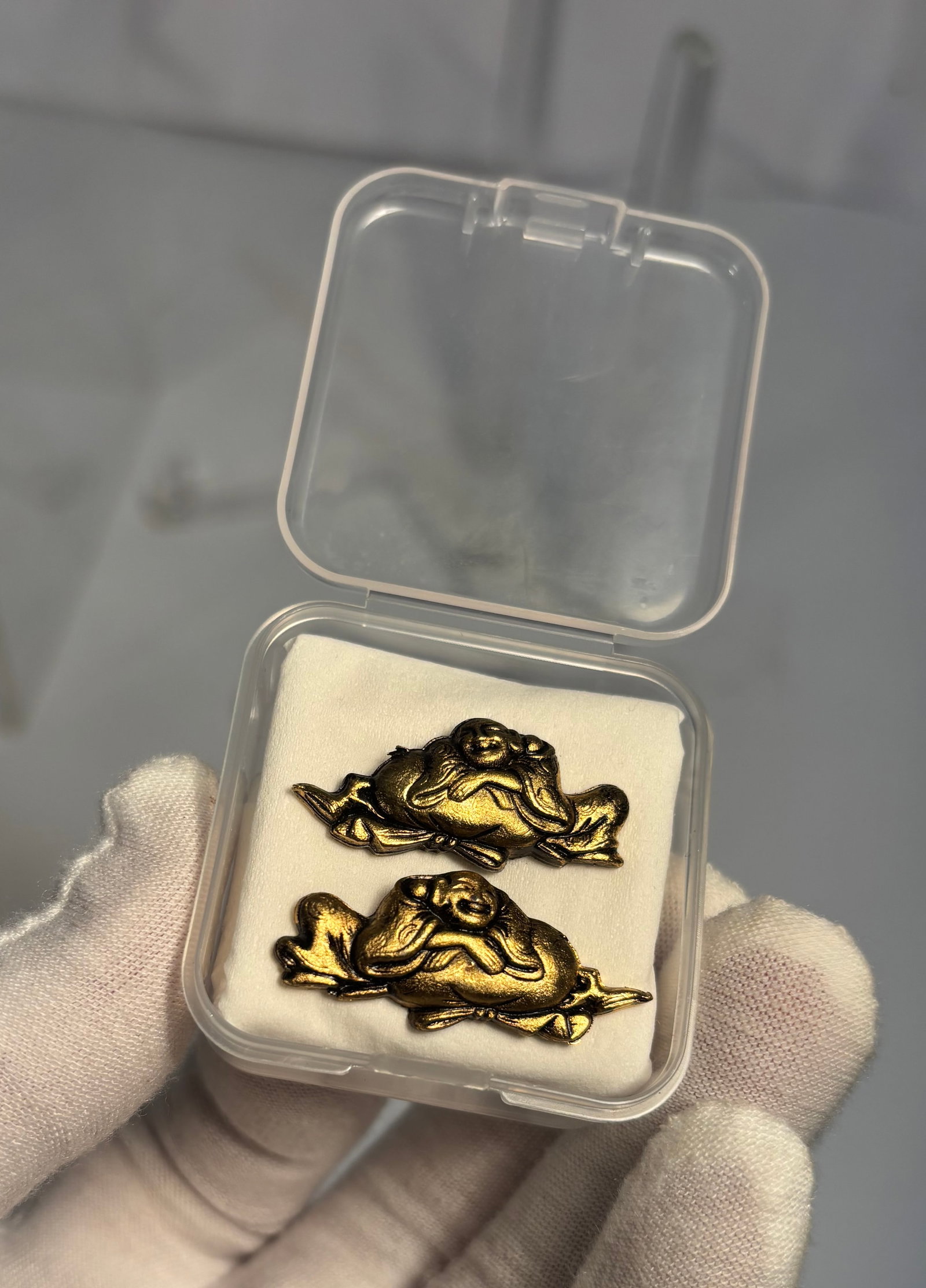 Antique Japanese Edo Period Gilt Copper Figural Menuki Sword Fittings, Pair, 19th Century, Late Edo (1 of 3)