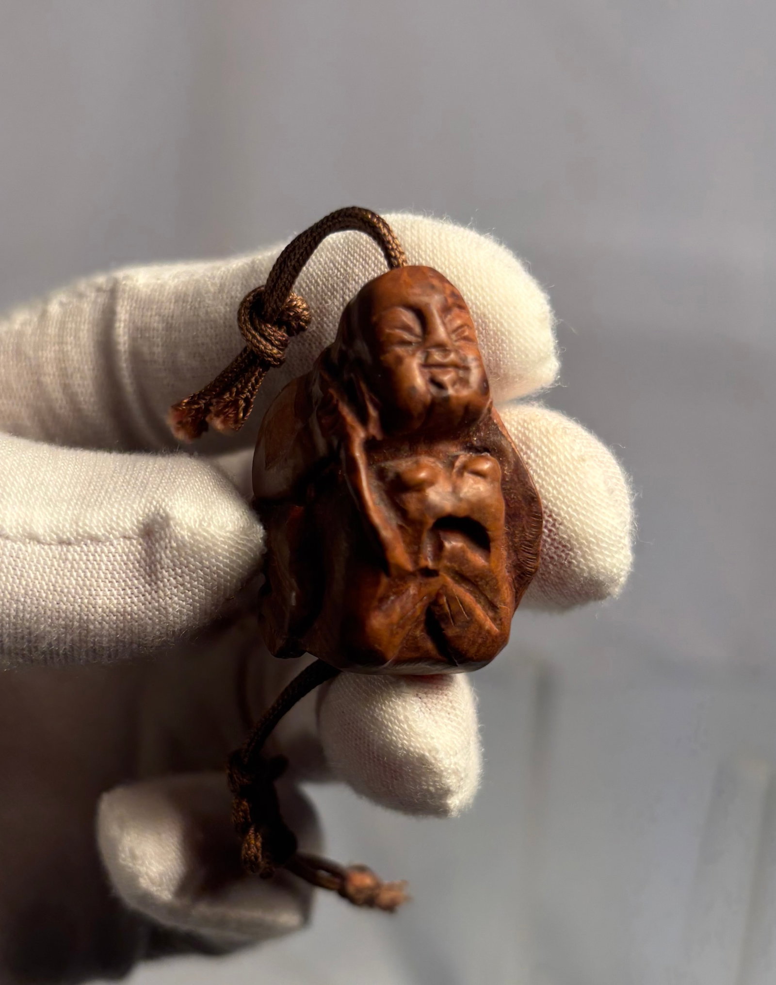 19th C. Japanese Carved Wood Netsuke of a Seated Man, Edo Period (1 of 7)