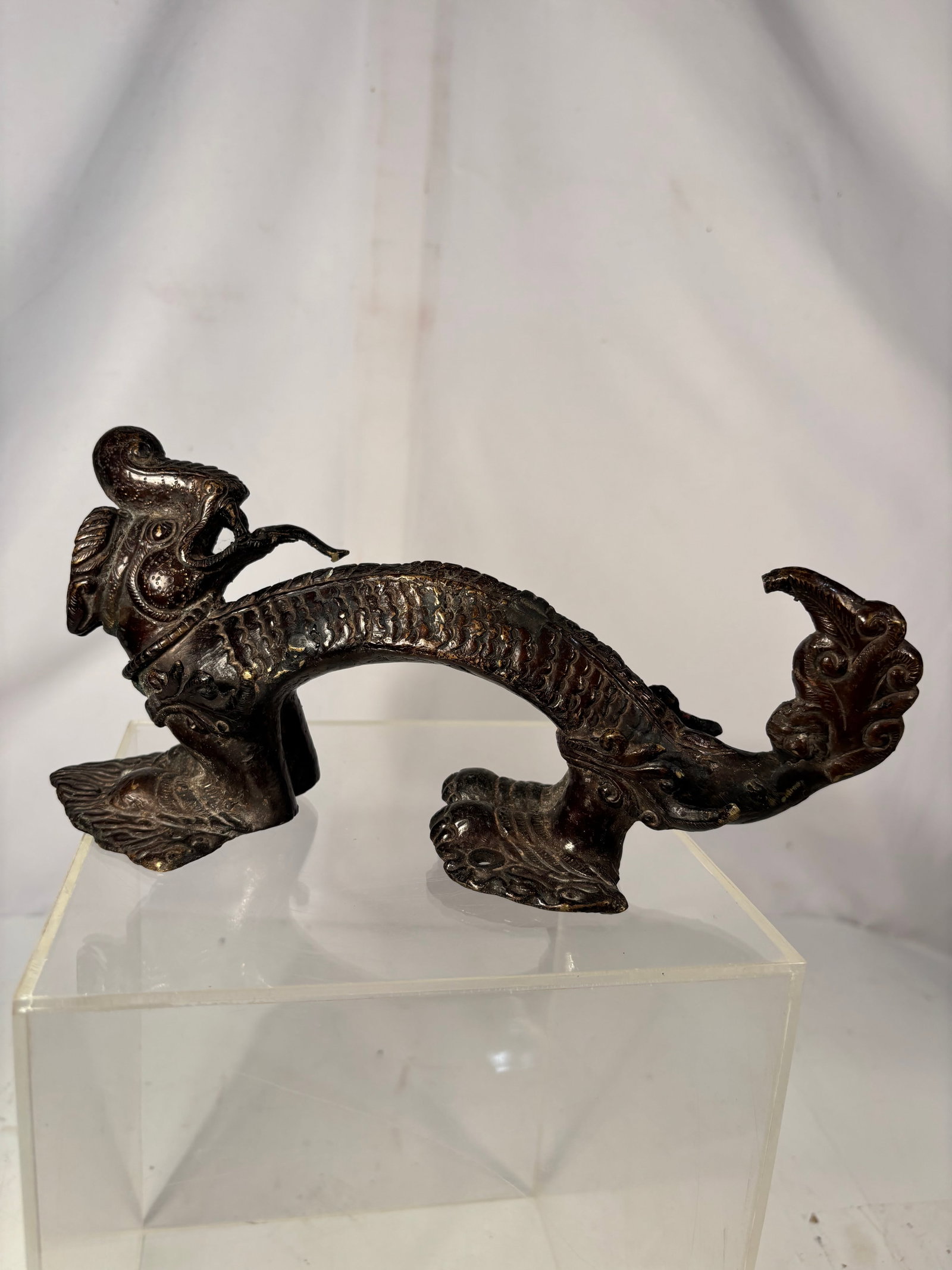 Antique Nepalese-Tibetan Bronze Makara Dragon Door Pull (1 of 9)