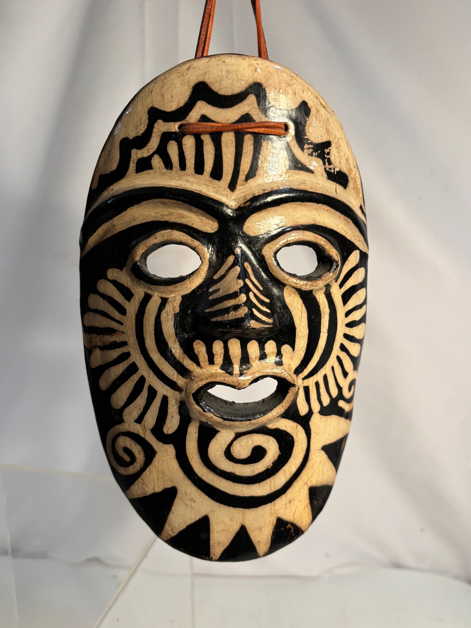 Vintage African Tribal-Style Hand-Hammered Metal Mask Wall Hanging (1 of 8)
