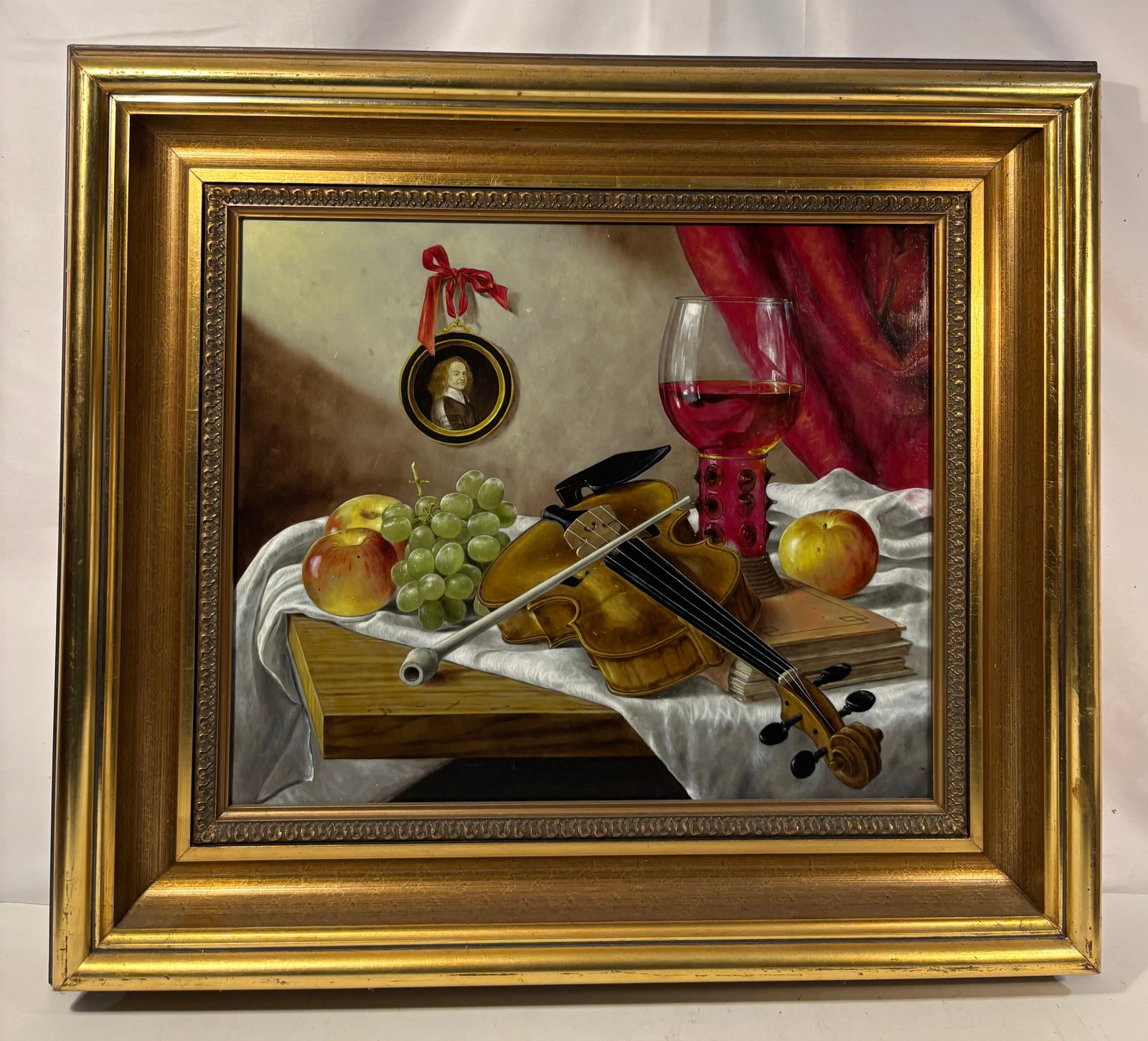 Jerzy Müller (Polish, b. 1954) Still Life with Violin, Wine & Fruit, Oil on Canvas (1 of 8)