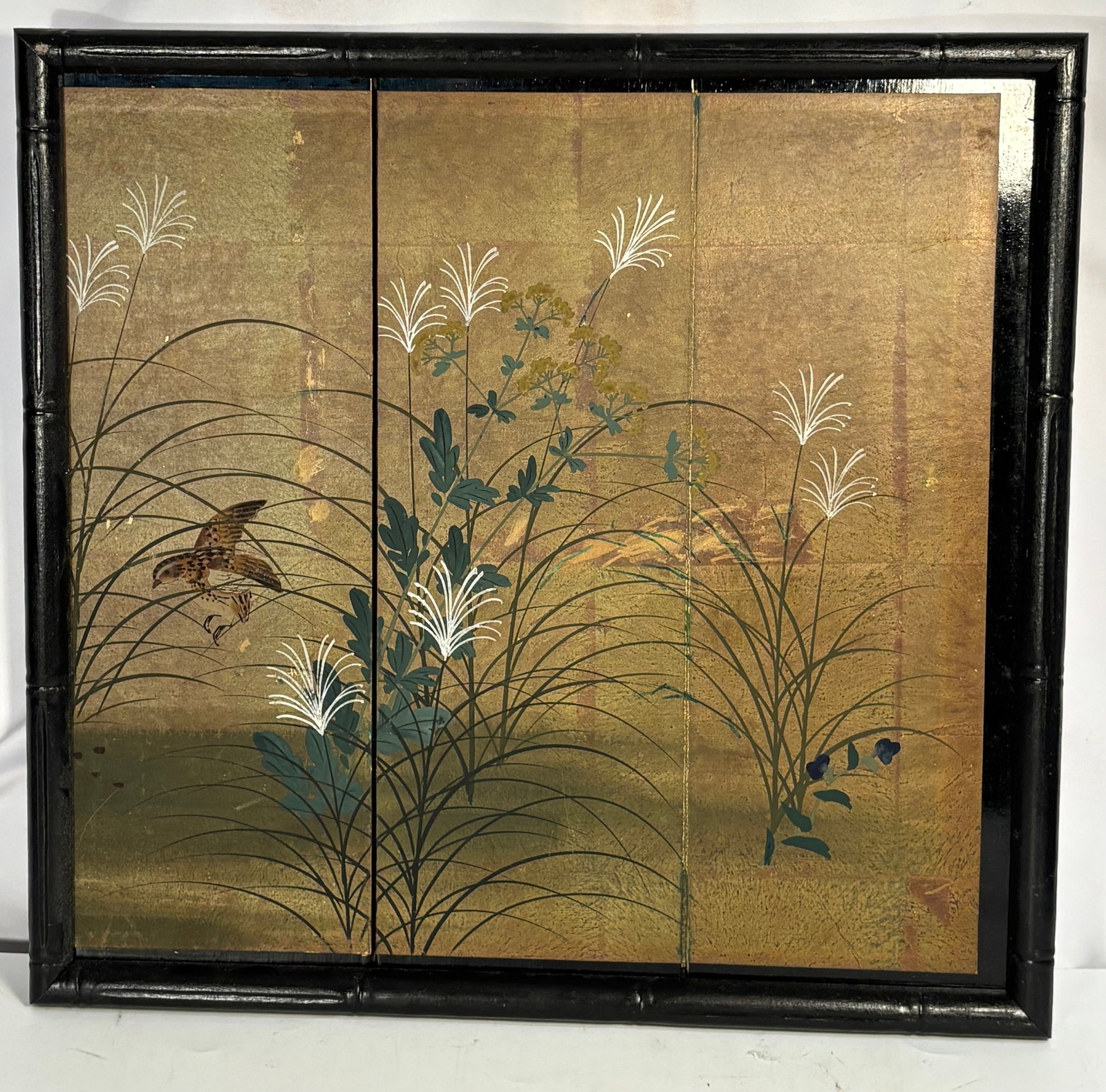 Japanese Gold Leaf By?bu Panel Mounted as Framed Wall Art (1 of 8)
