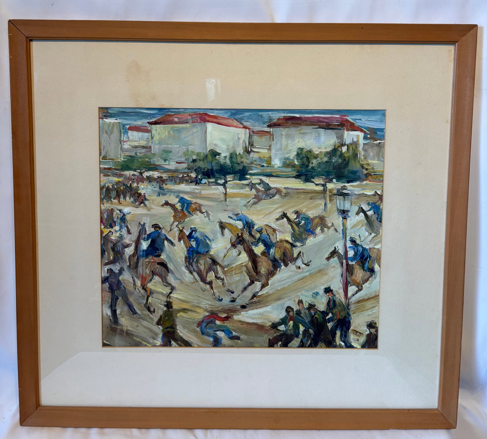 French School Oil Painting Depicting Equestrian Town Festival, Signed Cadet (1 of 7)
