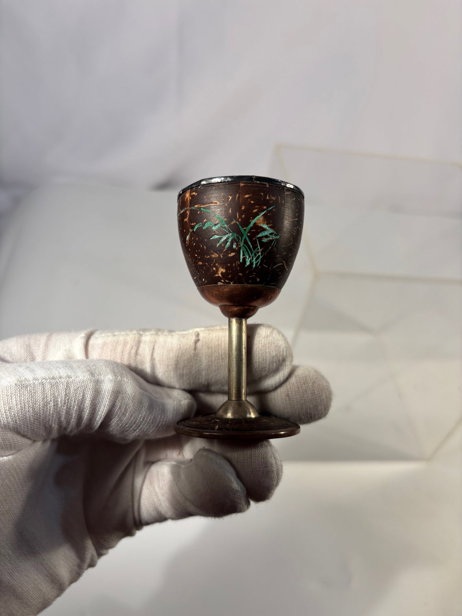 Chinese Silver-Mounted Coconut Shell Goblet with Silver-Lined Interior - 11