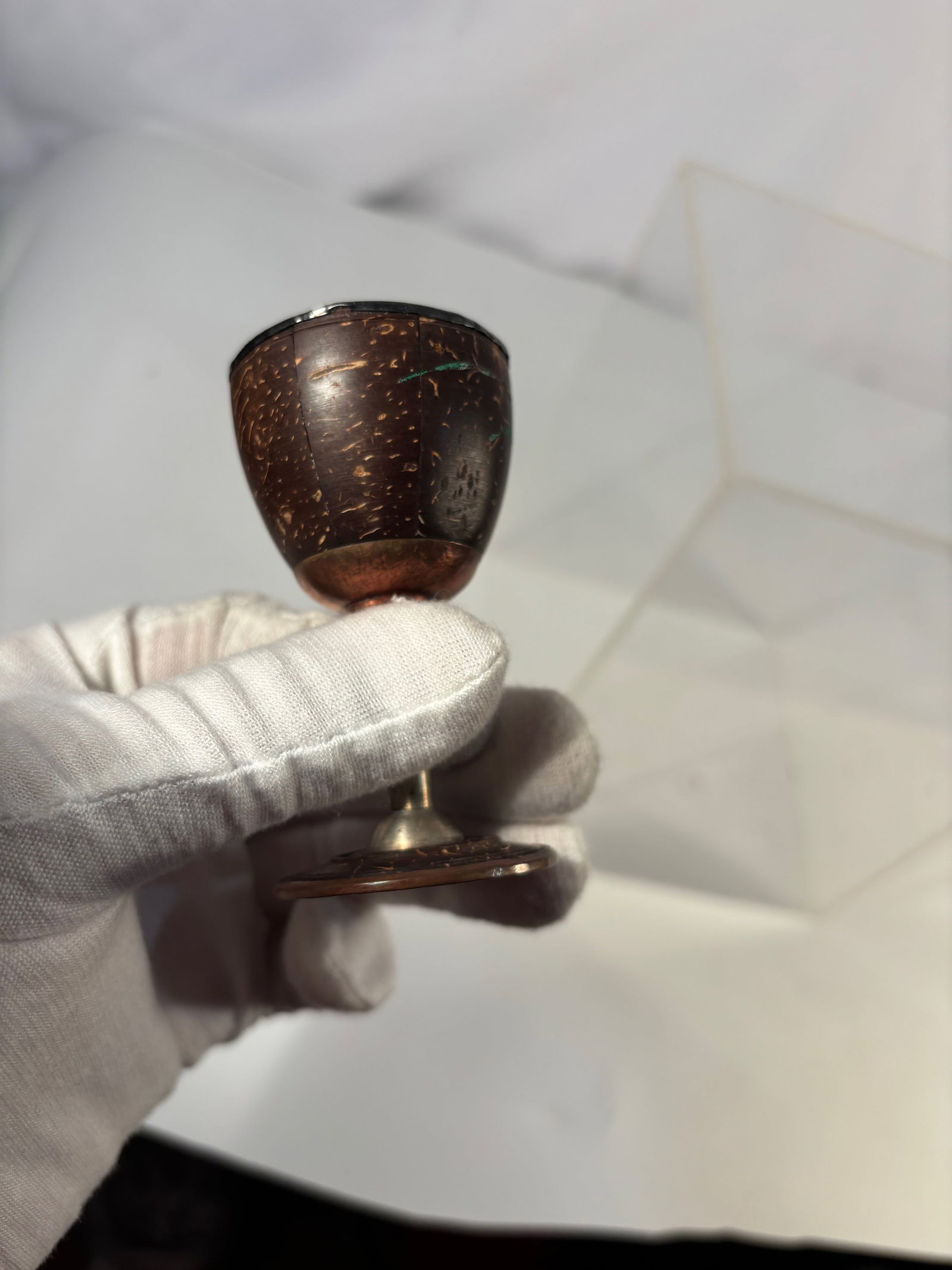 Chinese Silver-Mounted Coconut Shell Goblet with Silver-Lined Interior - 9