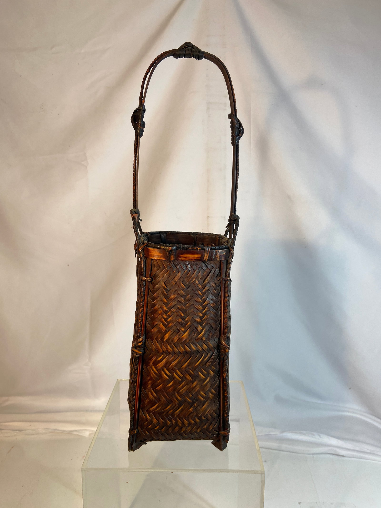 Japanese Handwoven Bamboo Ikebana Basket with Swing Handle (1 of 8)
