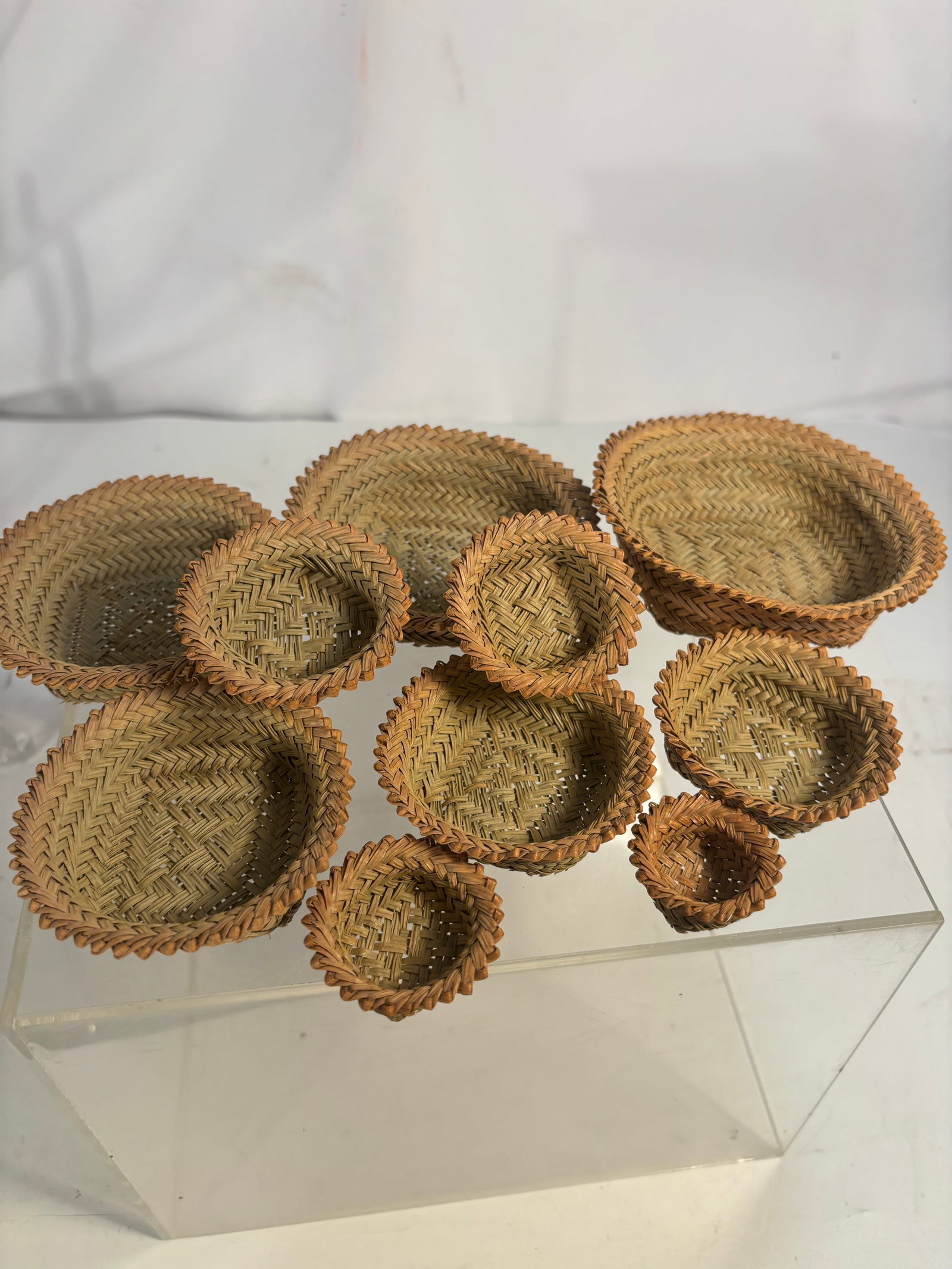 10-Piece Vintage Mexican Tarahumara Rarámuri Handwoven Nesting Basket Set (1 of 8)