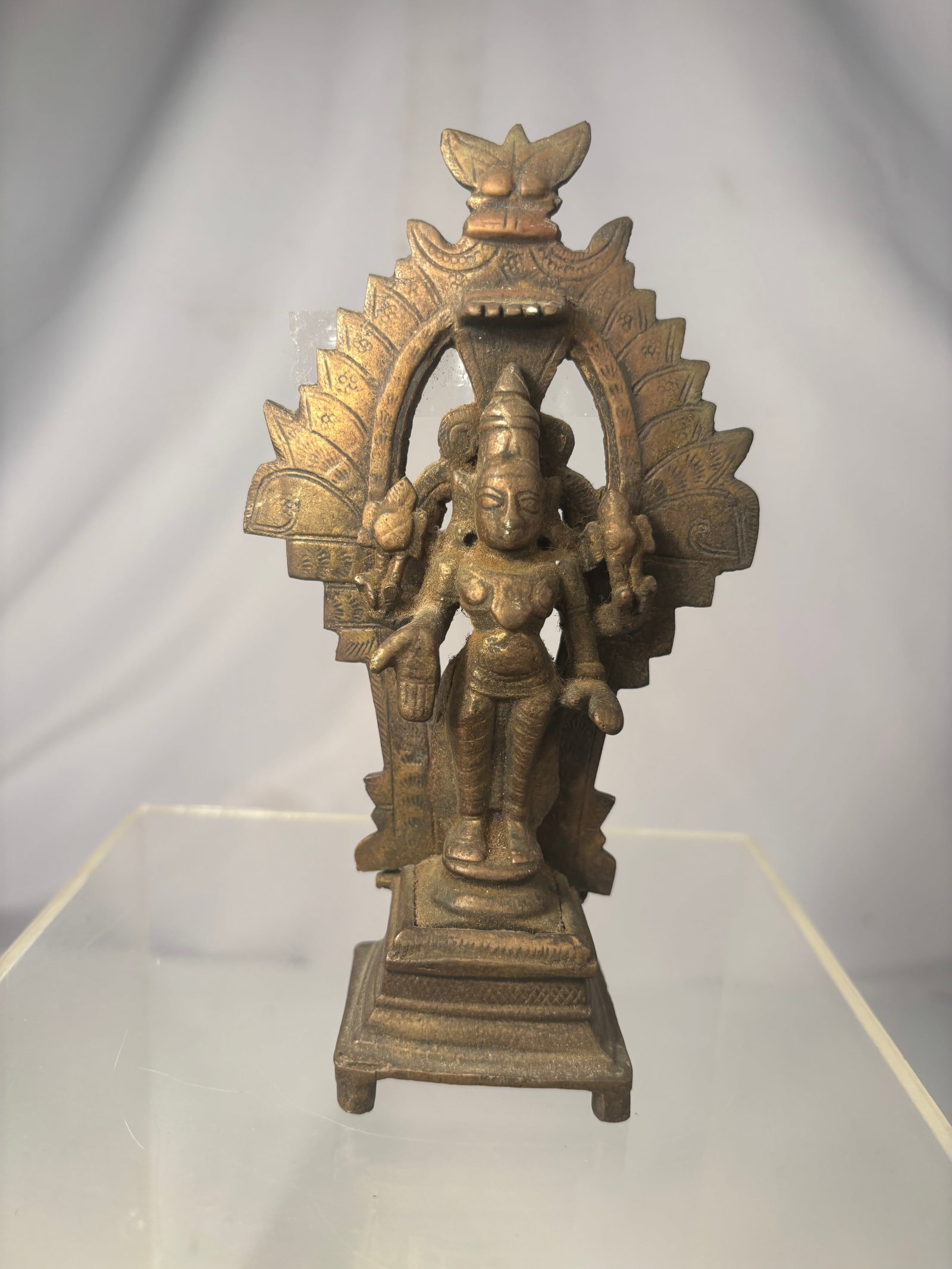 Antique Indian Cast-Bronze Figure of Vishnu Beneath a Multi-Headed Serpent Canopy (1 of 7)
