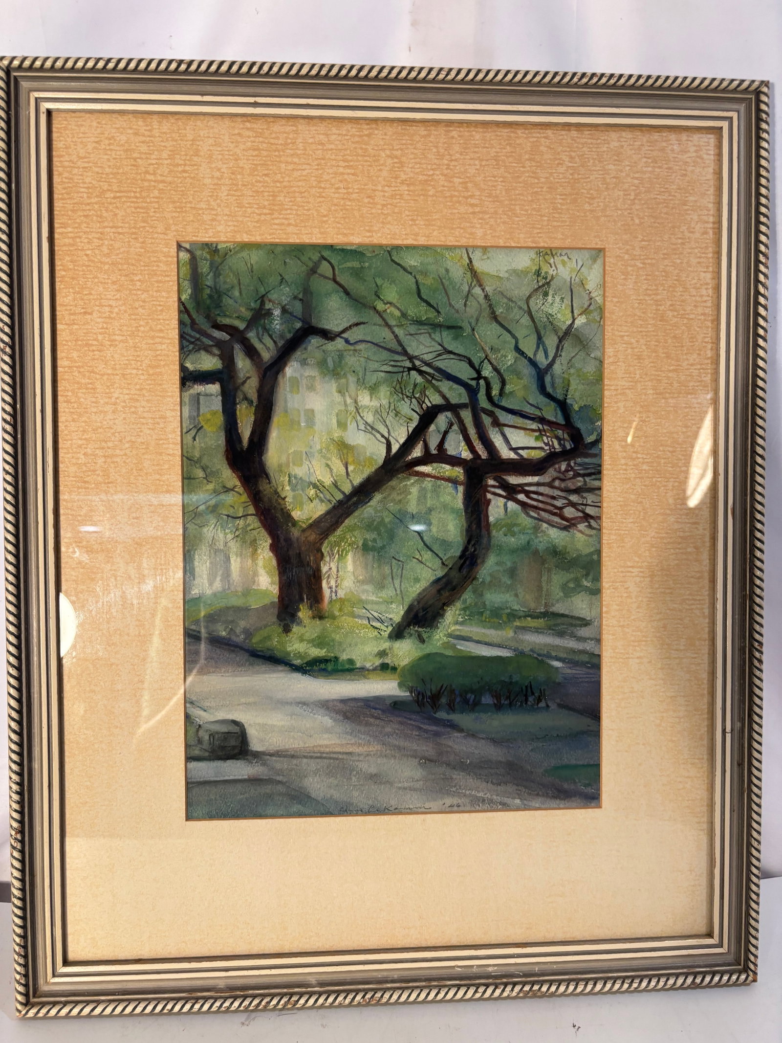 20th Century Park Landscape, Bearing Signature “Louis I. Kahn ’46,?? Watercolor and Gouache on (1 of 6)