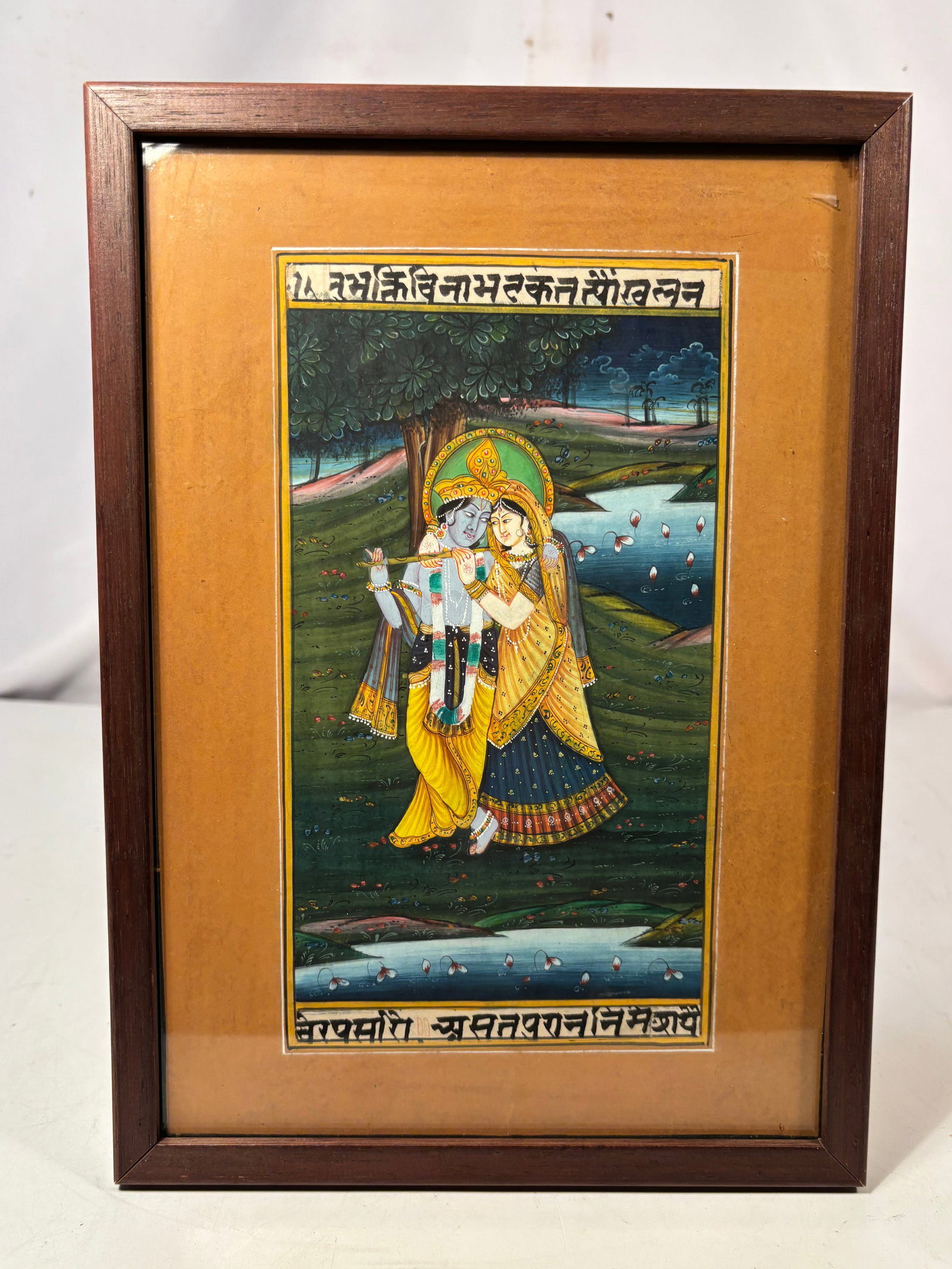 Antique Indian Miniature Painting of Radha and Krishna, Framed (1 of 6)