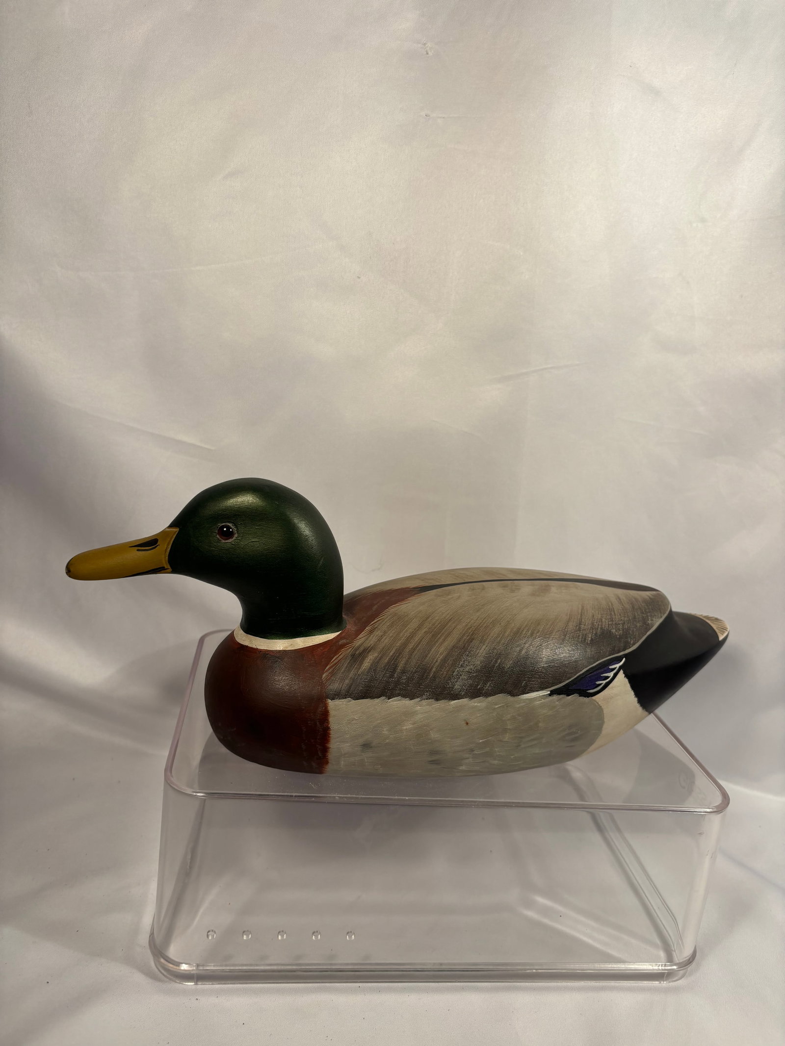 A. Poquette Signed Wooden Bird Factory Hand-Carved Mallard Drake Decoy (1 of 7)