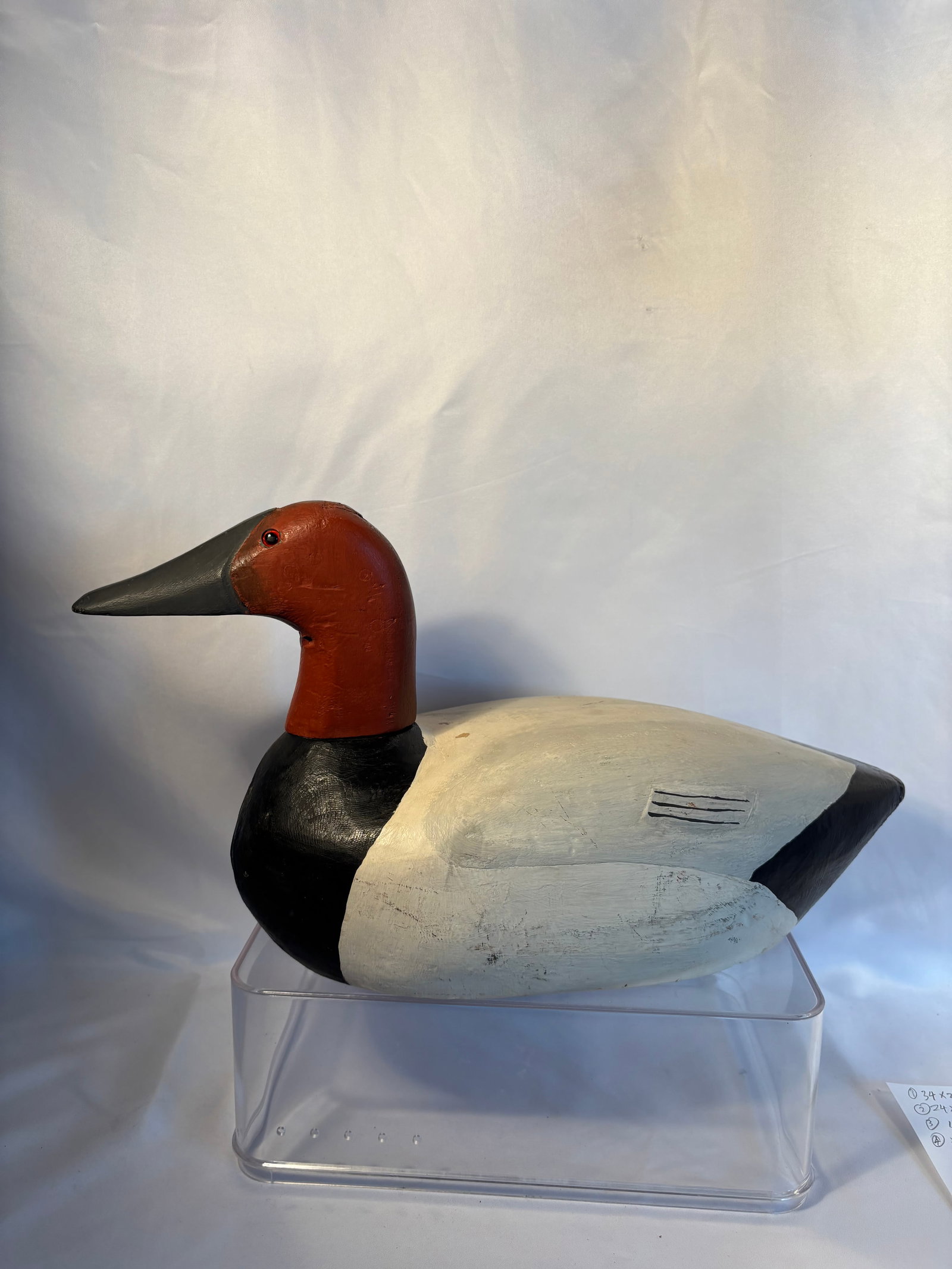 Attributed to Wildfowler Decoy Company Canvasback Drake Gunning Decoy (1 of 9)