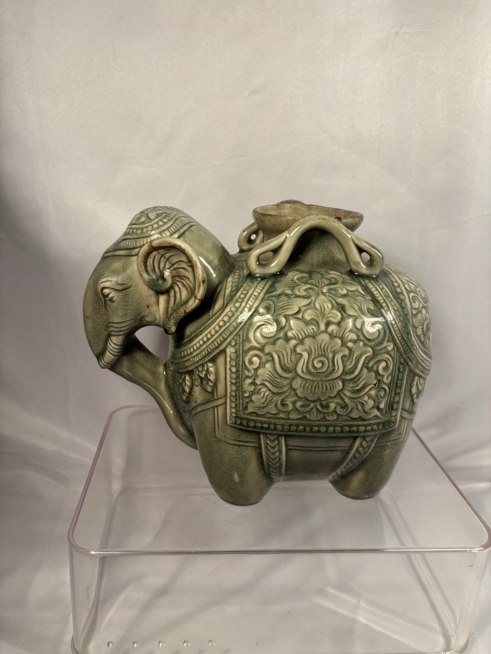 A Southeast Asian Celadon-Glazed Elephant-Form Vessel (1 of 12)