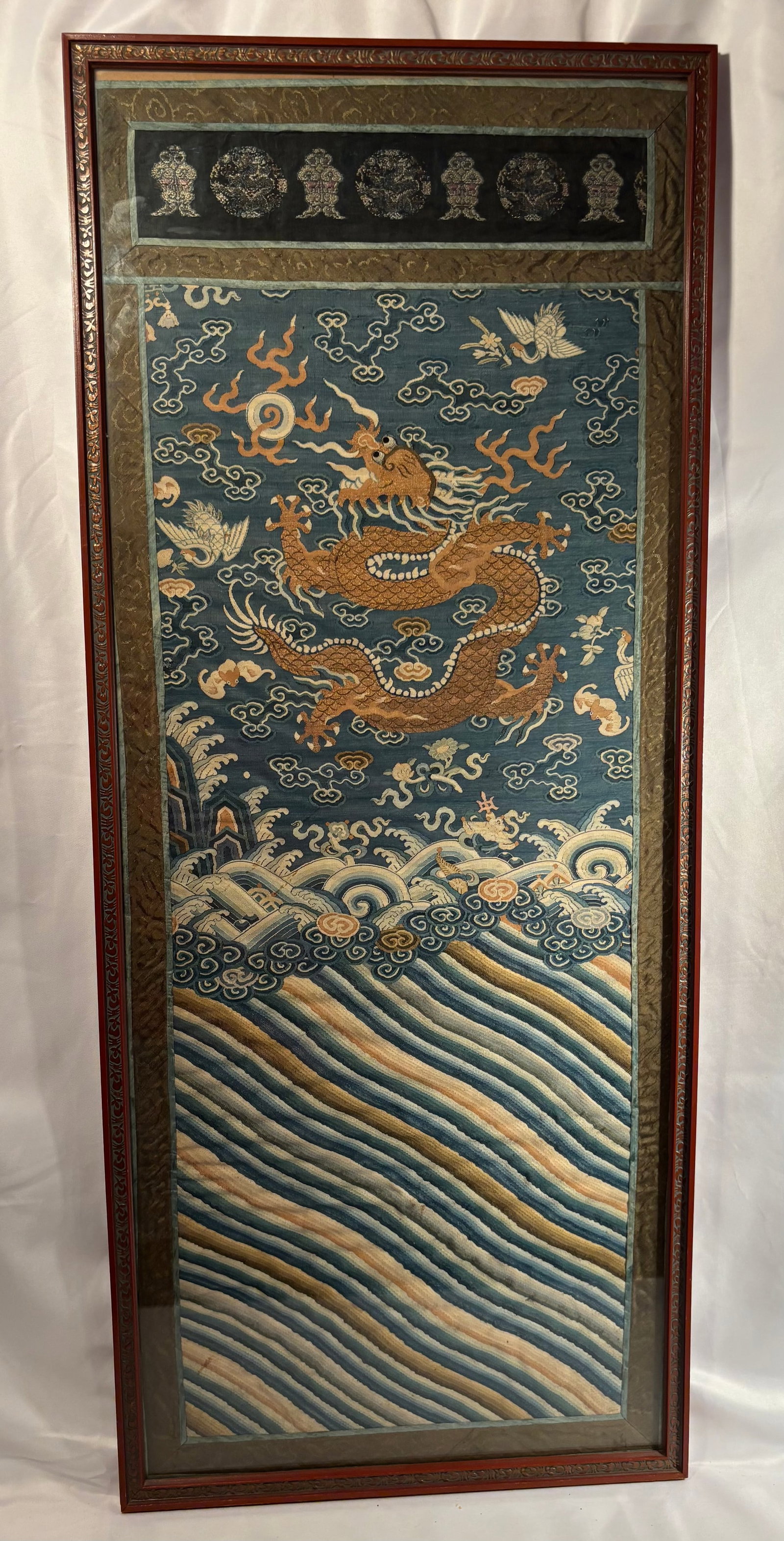 A Framed Chinese Kesi Dragon Textile Panel Qing Dynasty (1644-1912) (1 of 14)