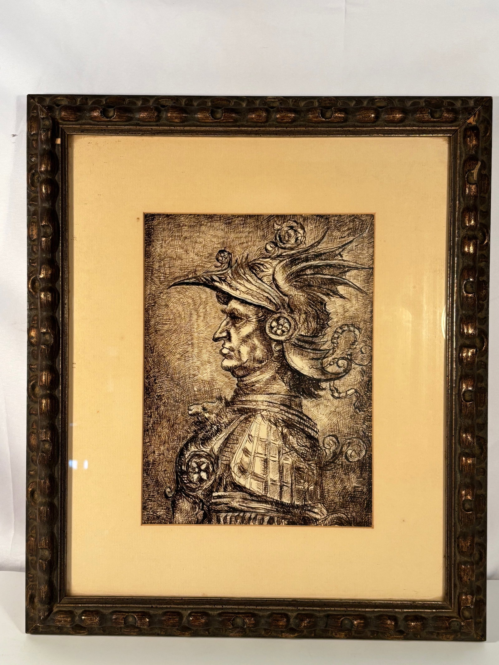 Dreyfus (20th Century), Pen and Ink Drawing, ‘Quisque Warren 1478 after Leonardo da Vinci’,: Pen and ink on paper, signed and dated lower right “Dreyfus 64,” with inscription lower margin reading “Quisque Warren 1478 after Leonardo da Vinci original London British Museum.” Fin
