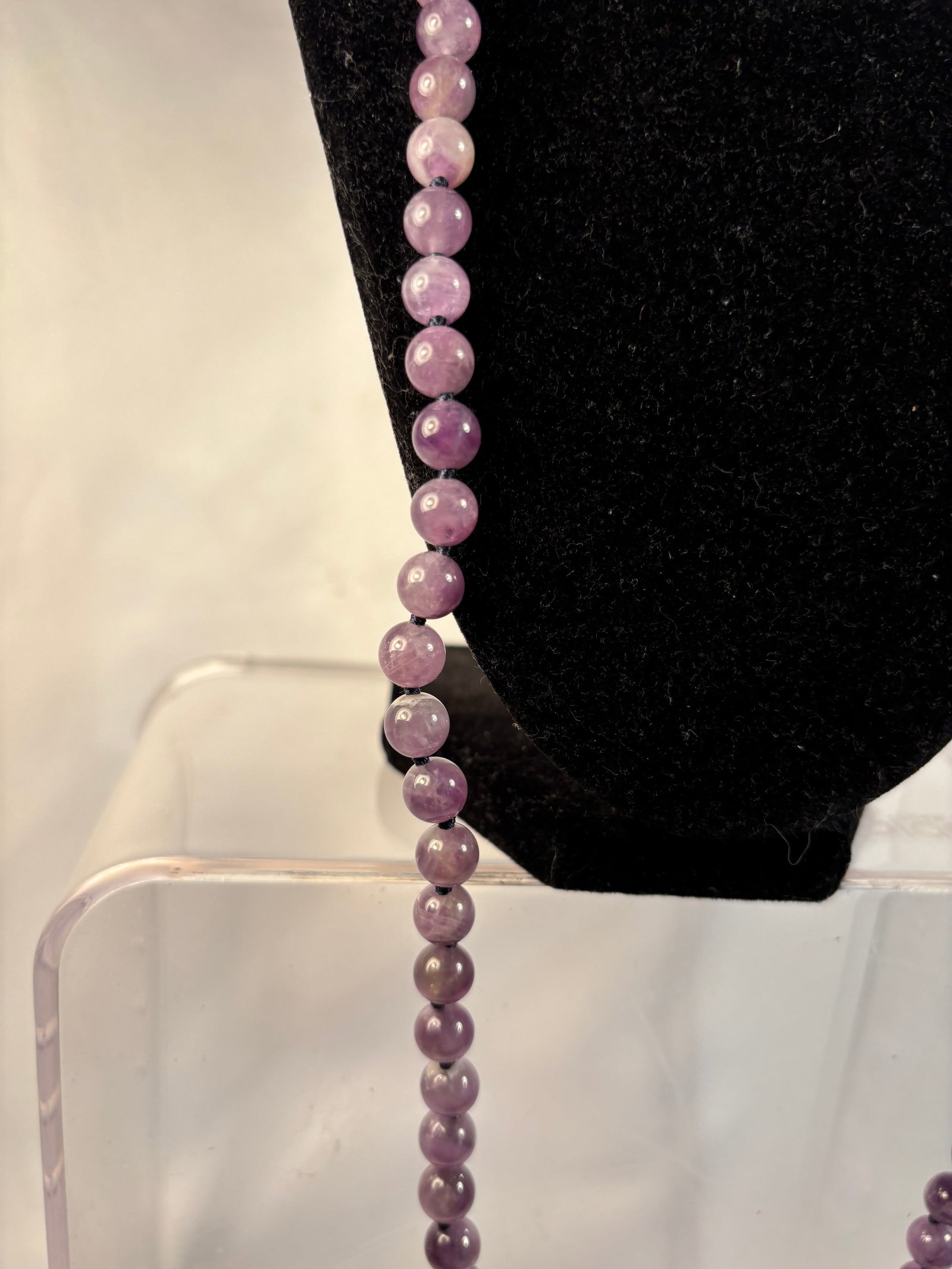 Long Amethyst Round Bead Necklace - 2